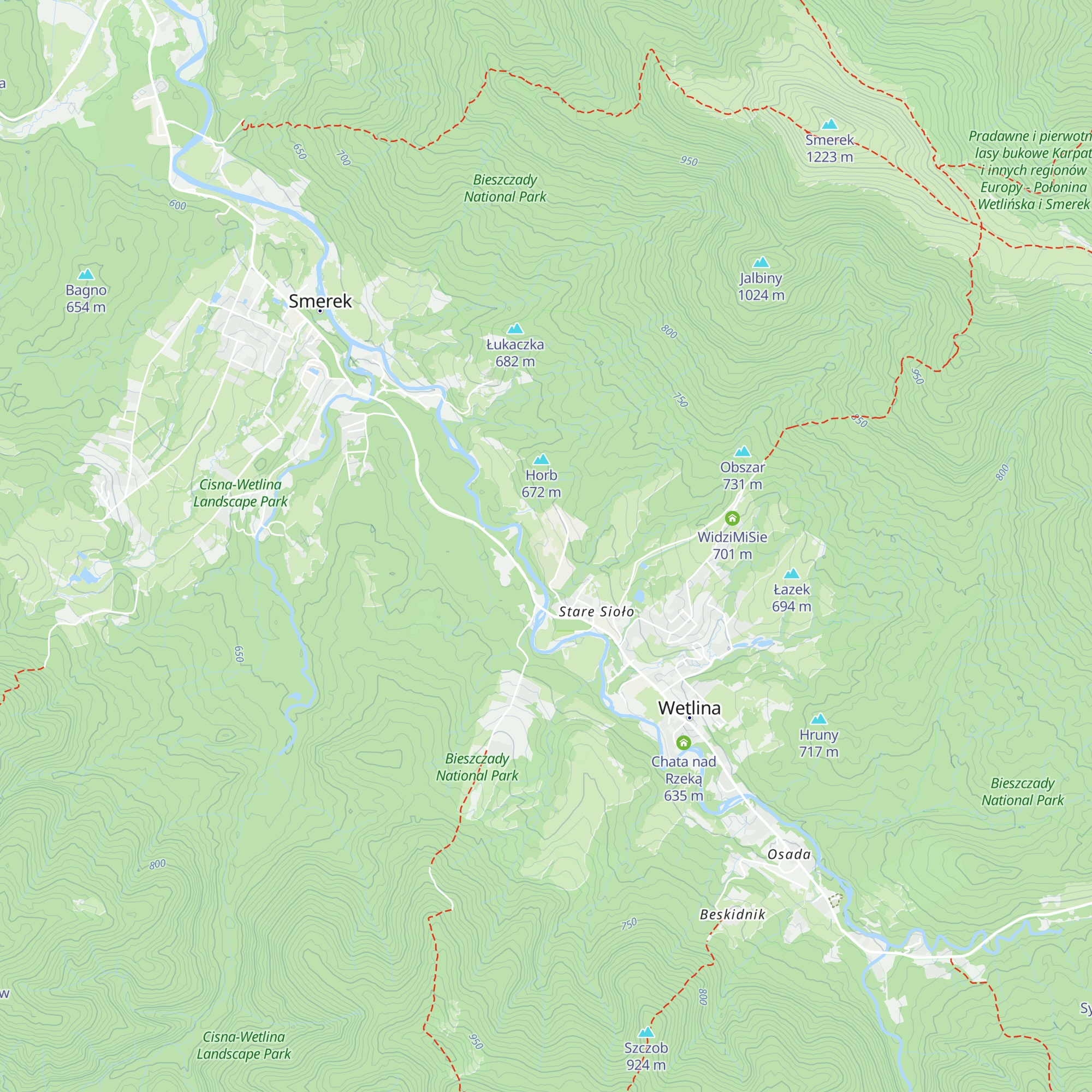 Pod Wysoką Połoniną map