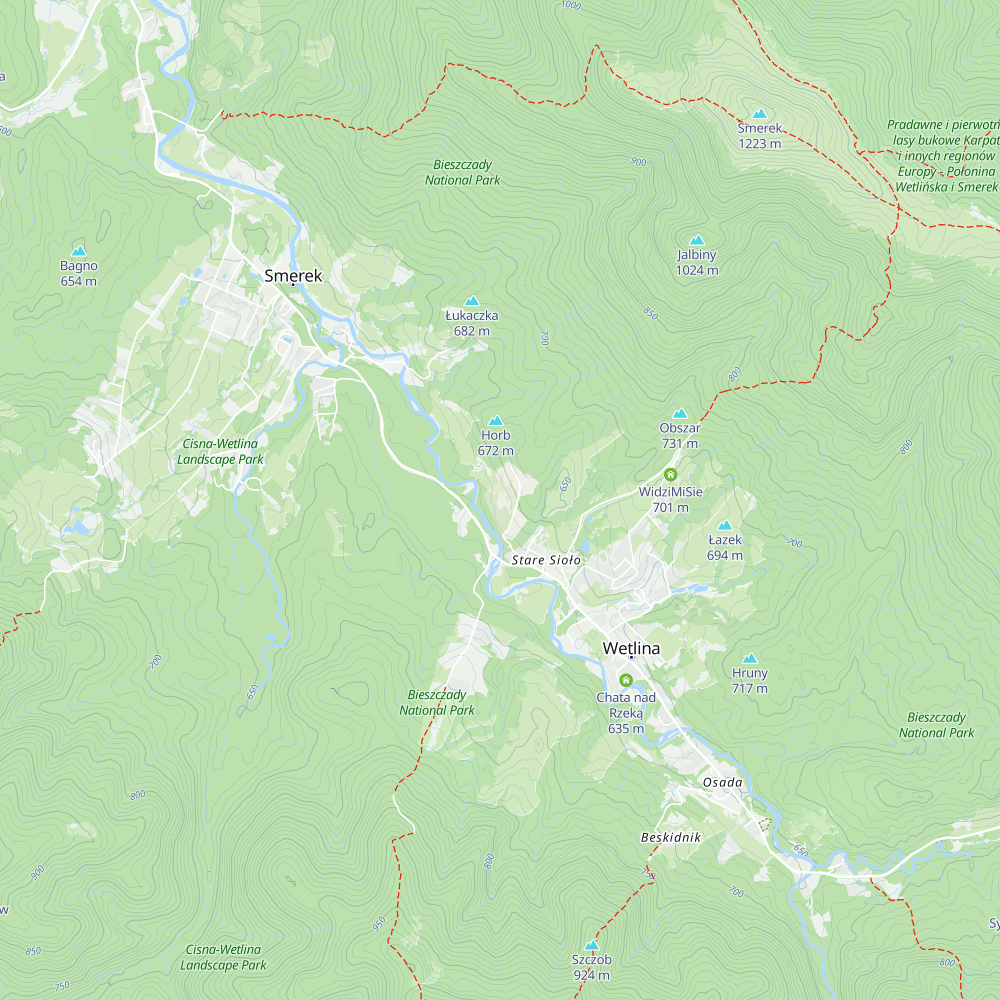 Pod Wysoką Połoniną map