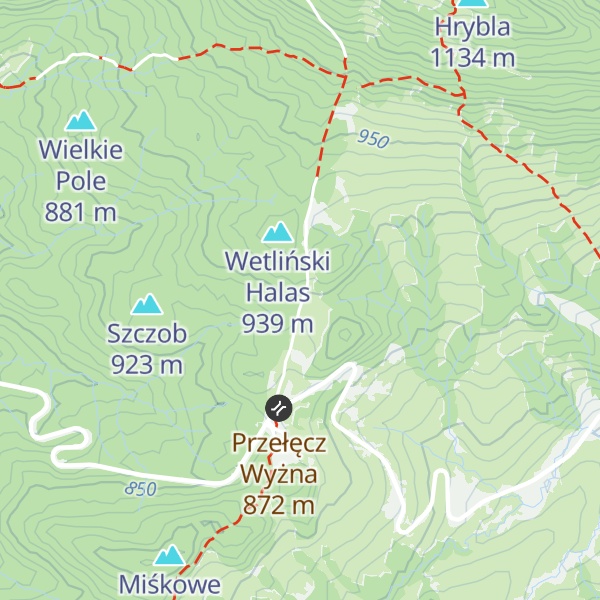 Map of Punkt poboru opłat za wejście na teren BdPN - przełęcz Wyżna
