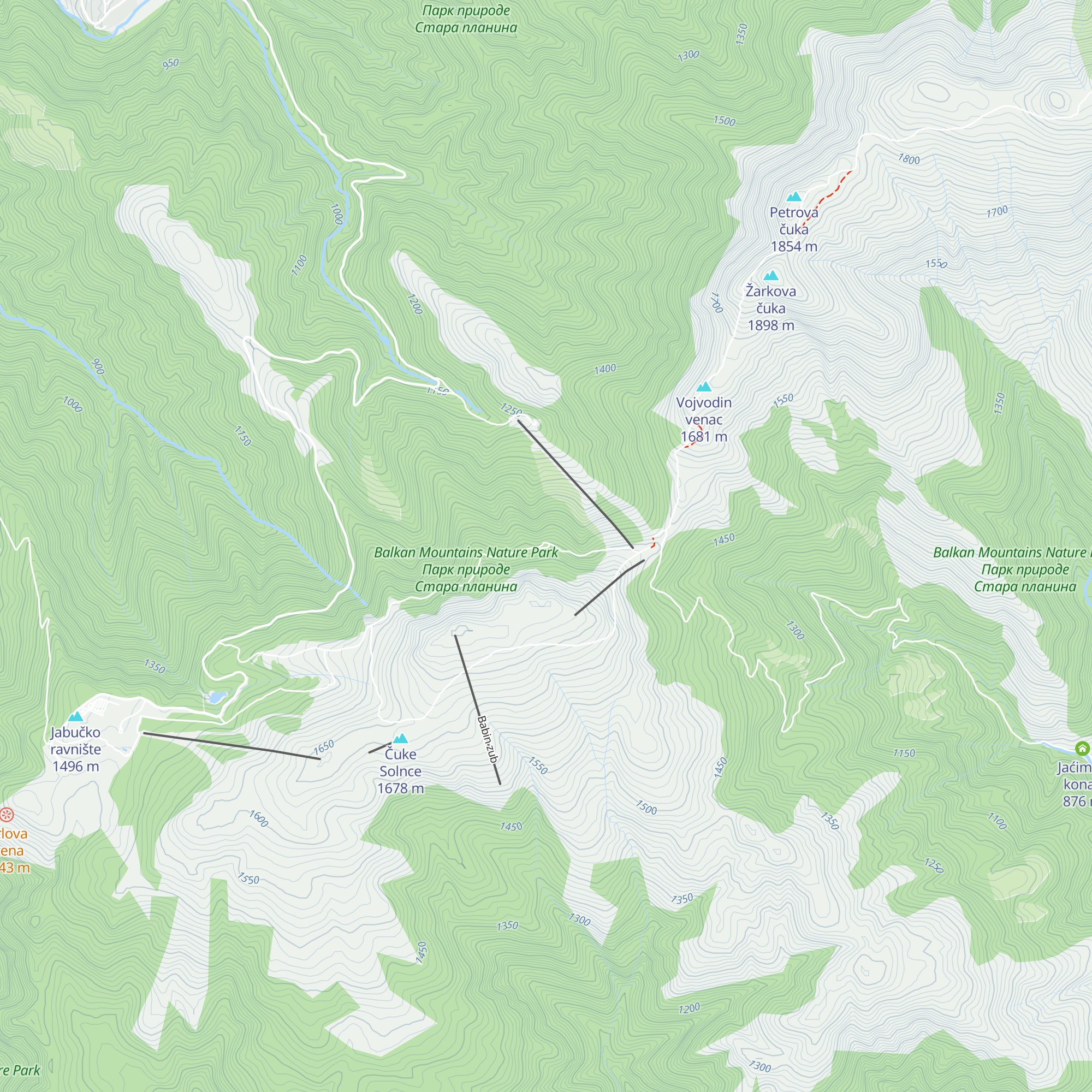 Planinarski dom Babin Zub map