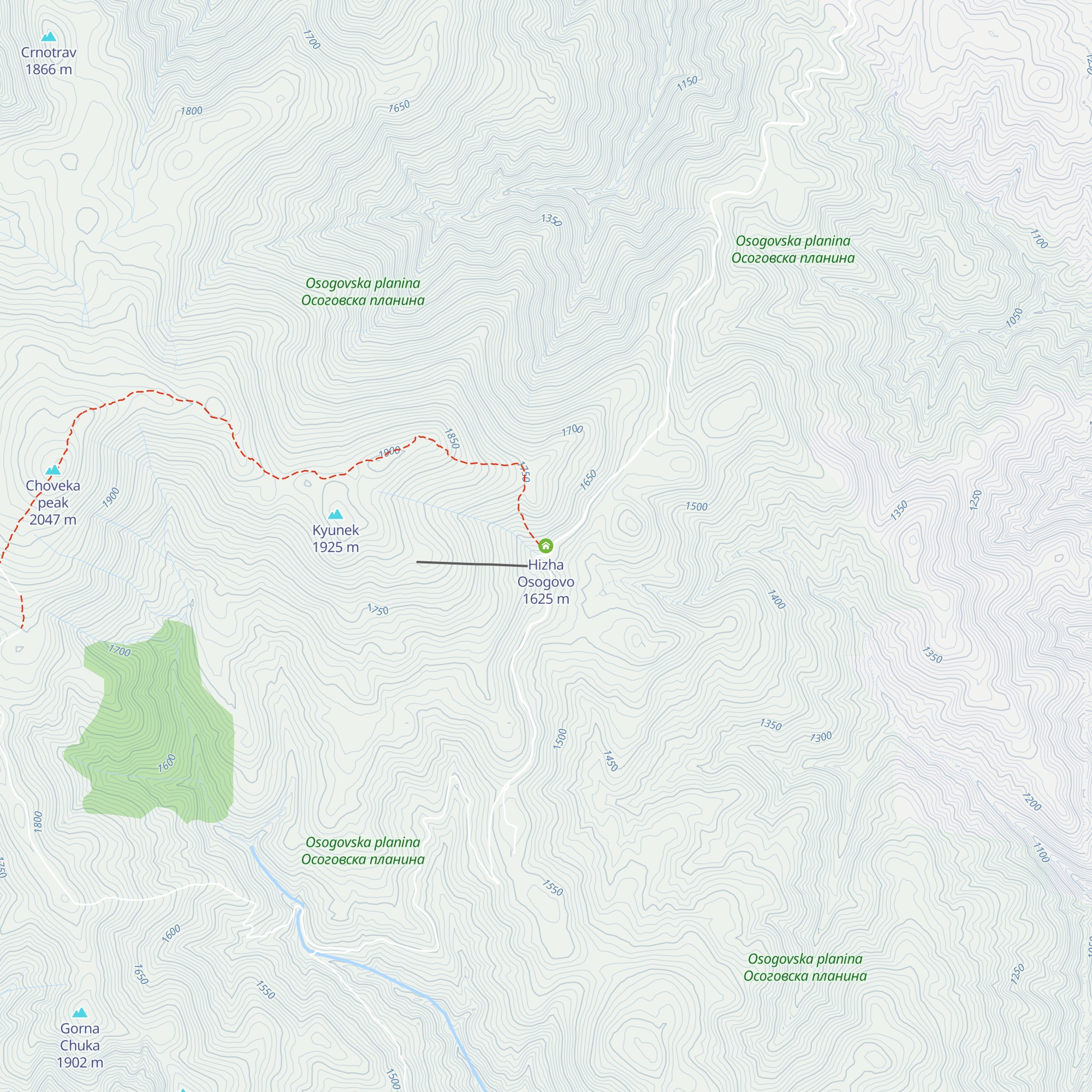 Hizha Osogovo map