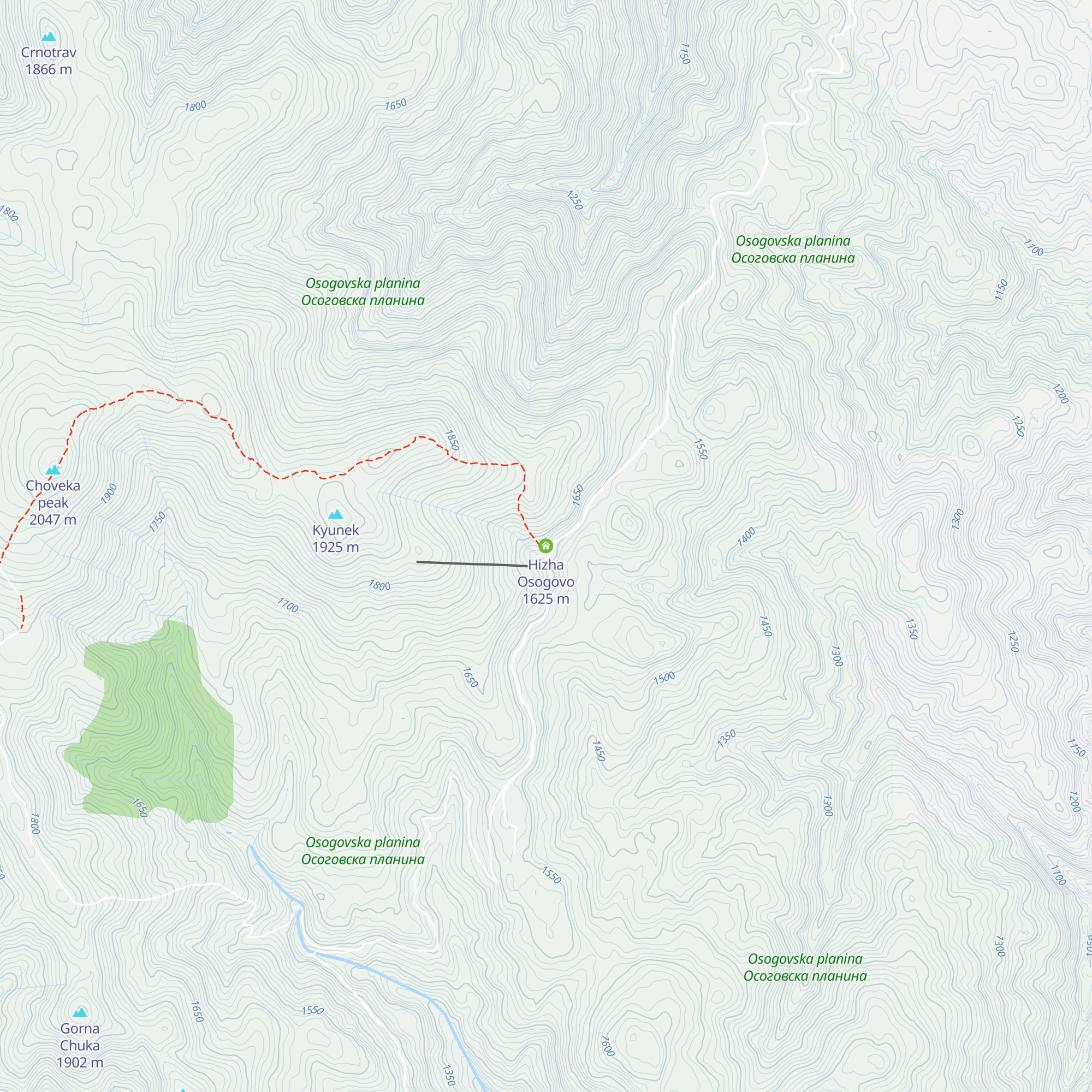 Hizha Osogovo map