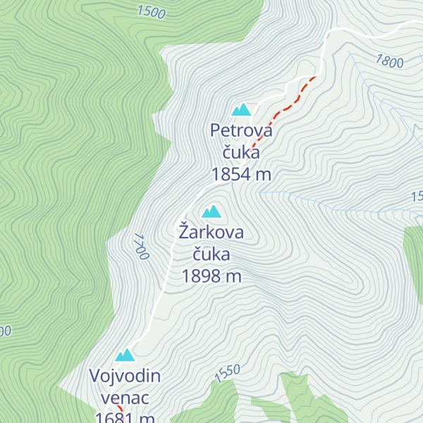 Map of Žarkova čuka