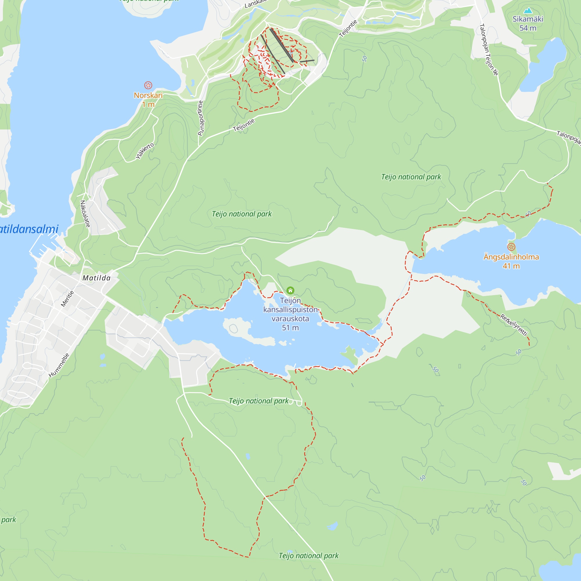 Teijon kansallispuiston varauskota map