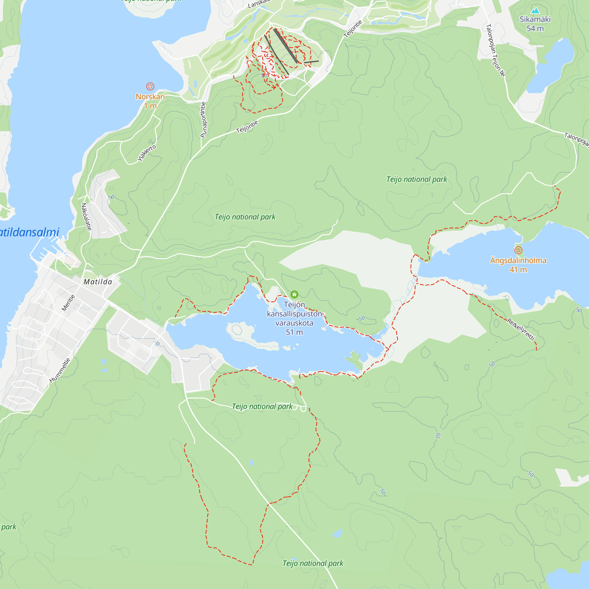 Teijon kansallispuiston varauskota map
