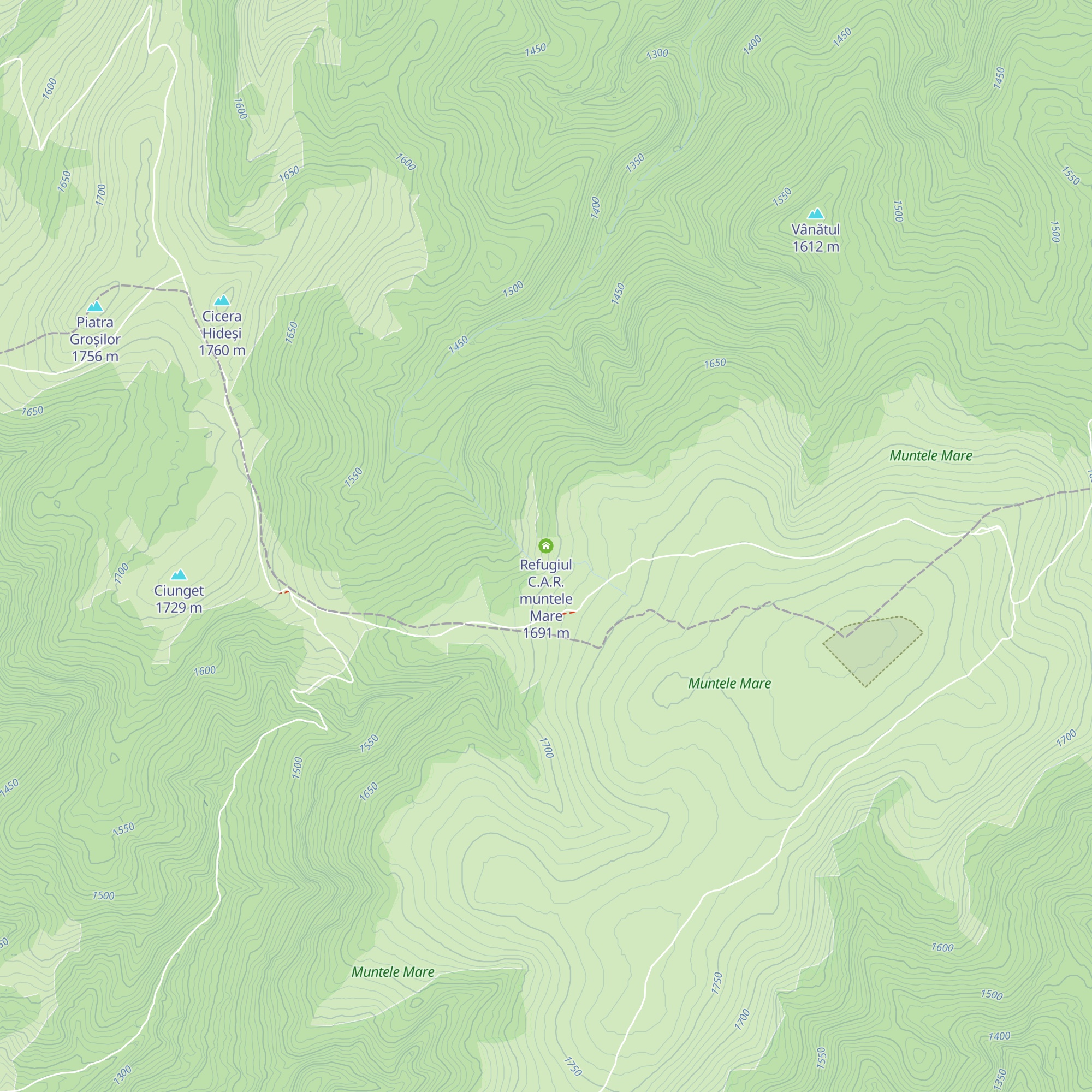 Refugiul C.A.R. muntele Mare map