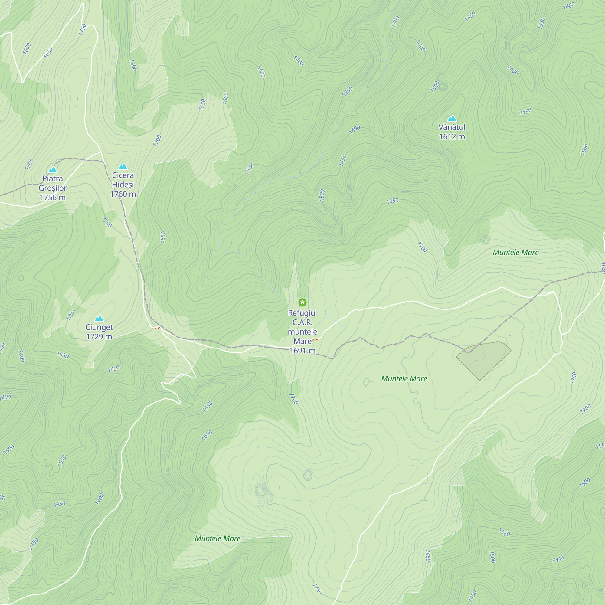 Refugiul C.A.R. muntele Mare map