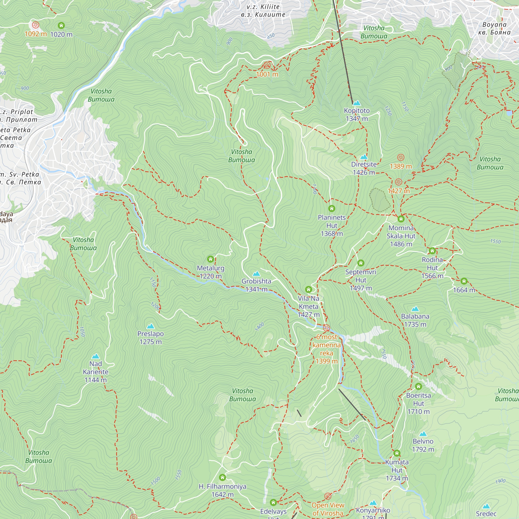 Belite Brezi Hut map