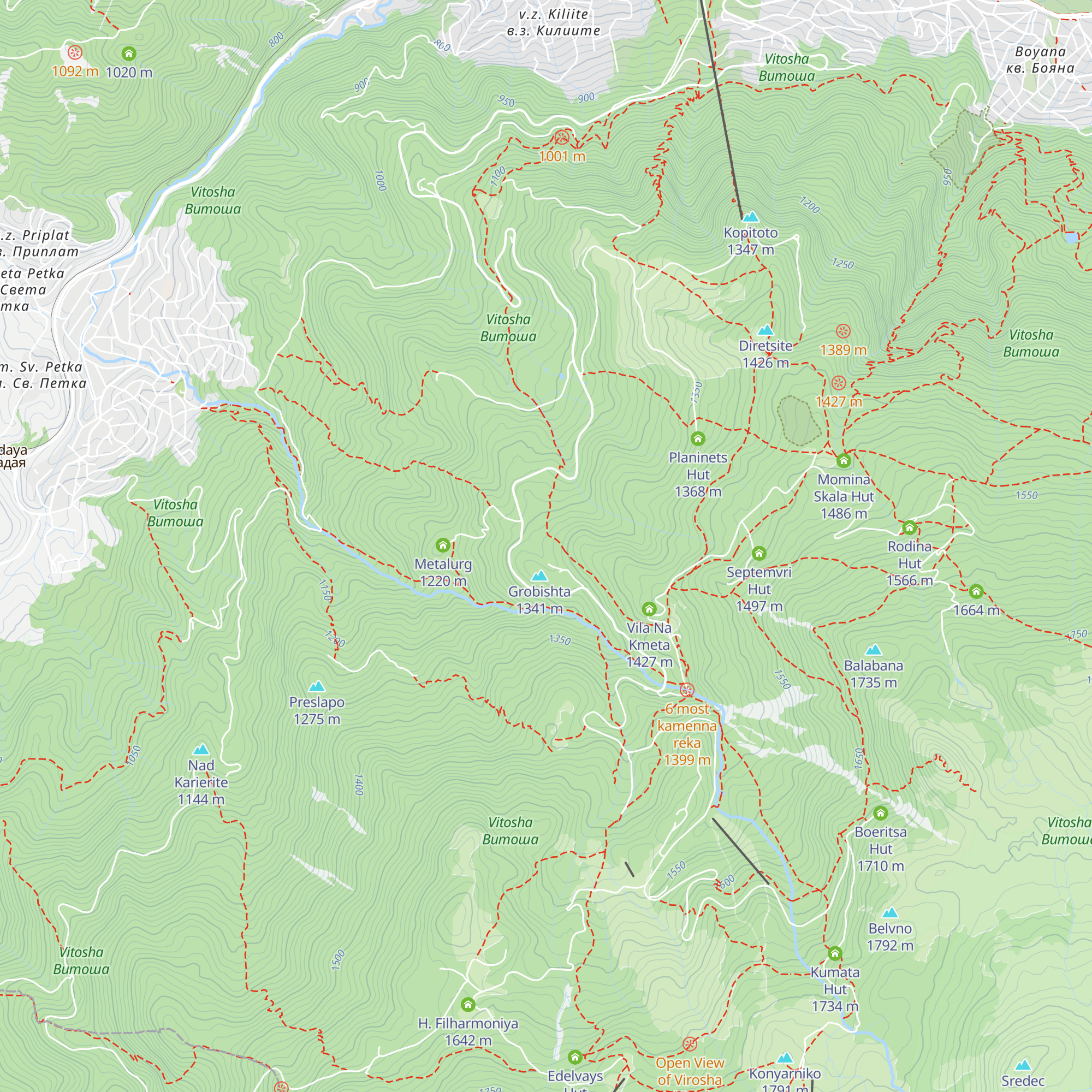 Belite Brezi Hut map
