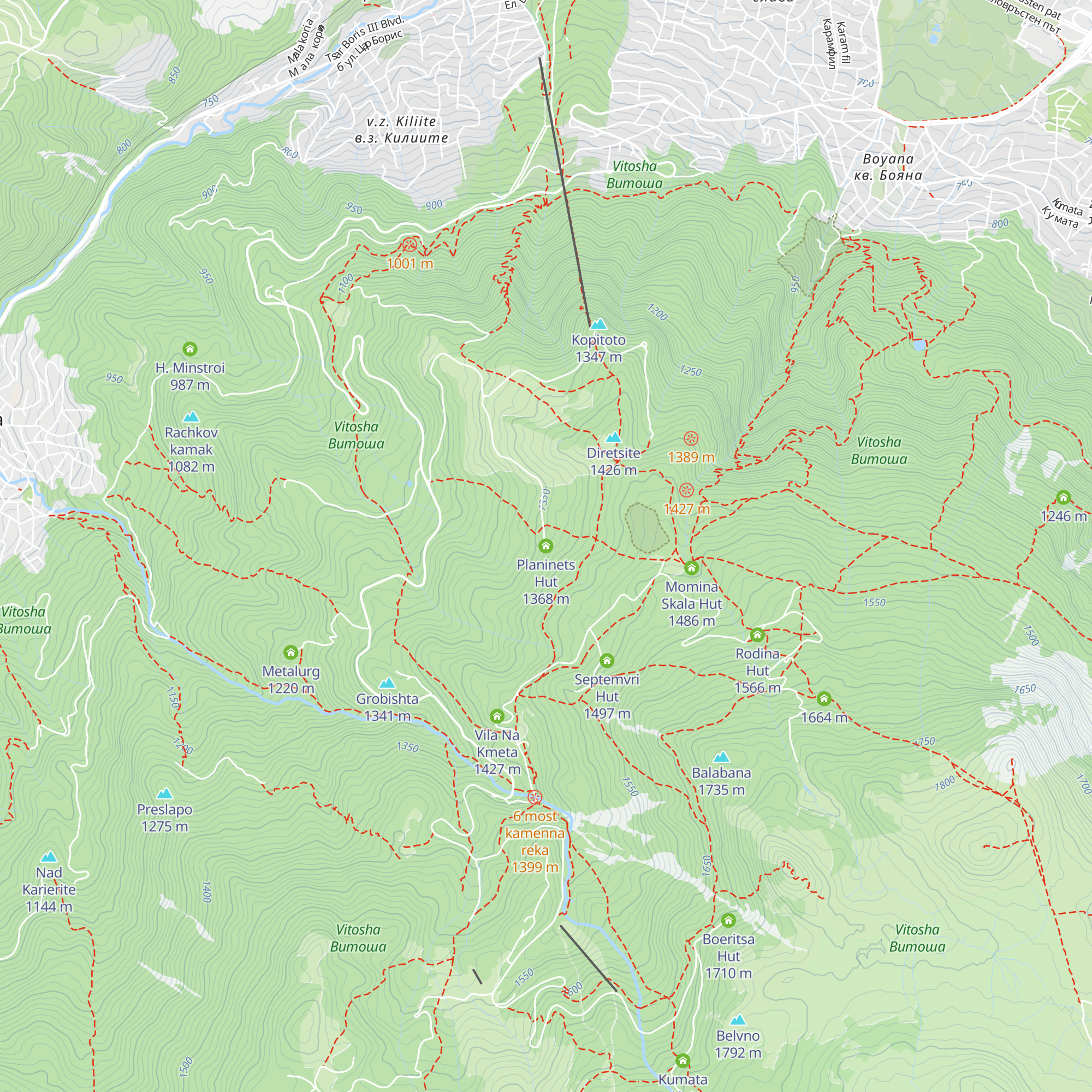 Planinets Hut map