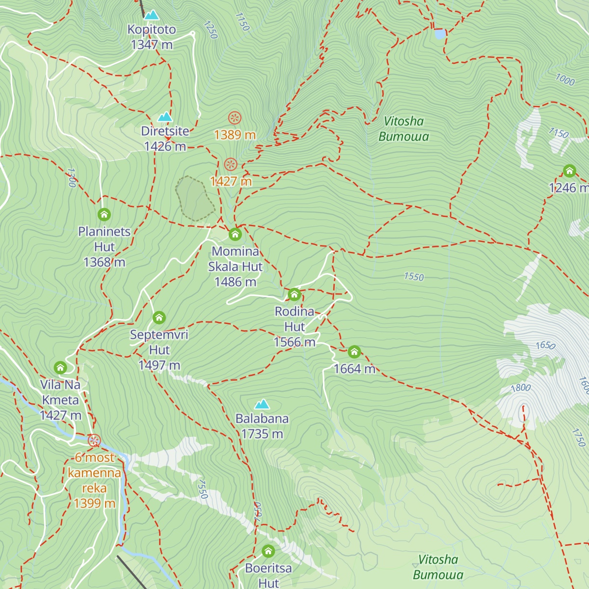 Rodina Hut map