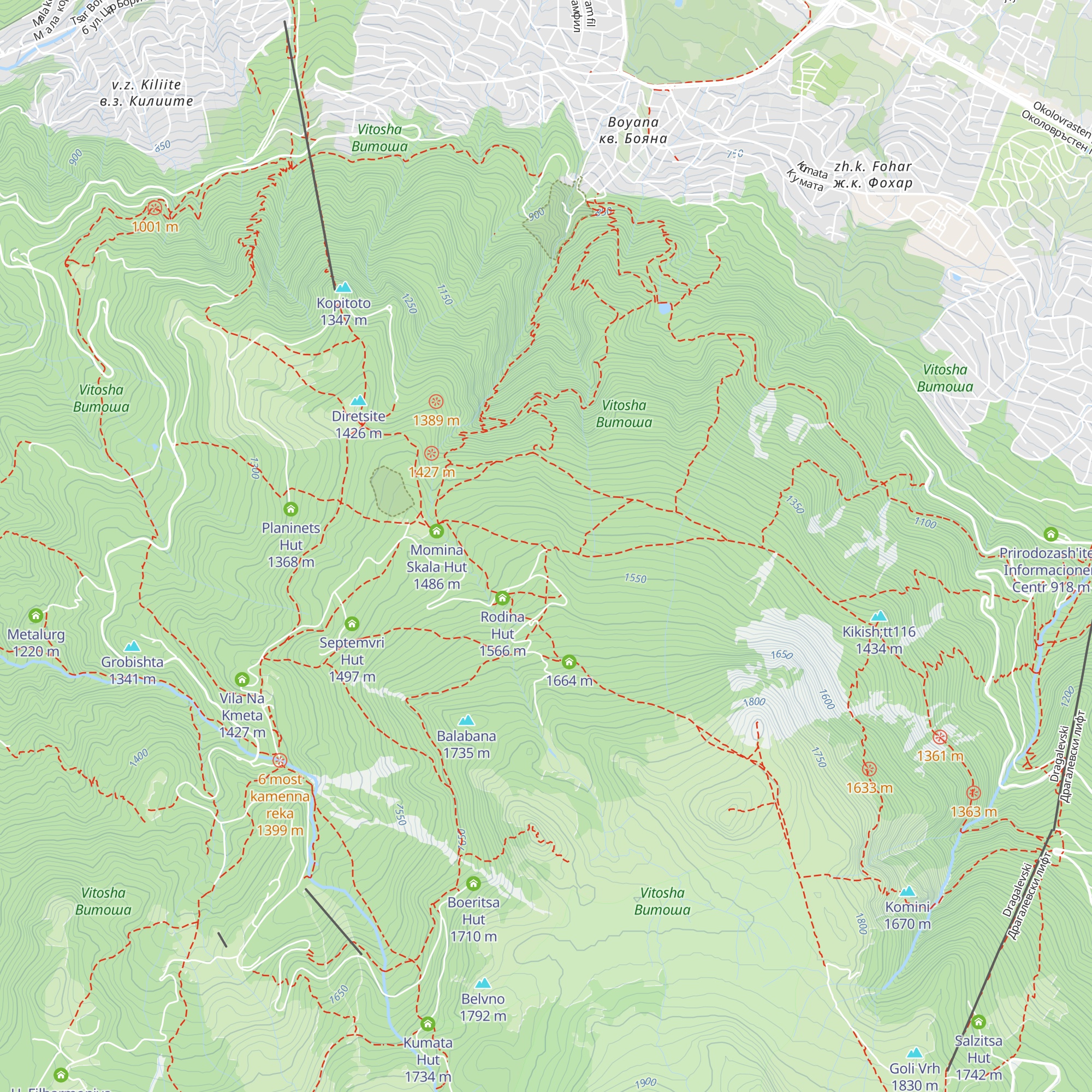 Sredets Hut map
