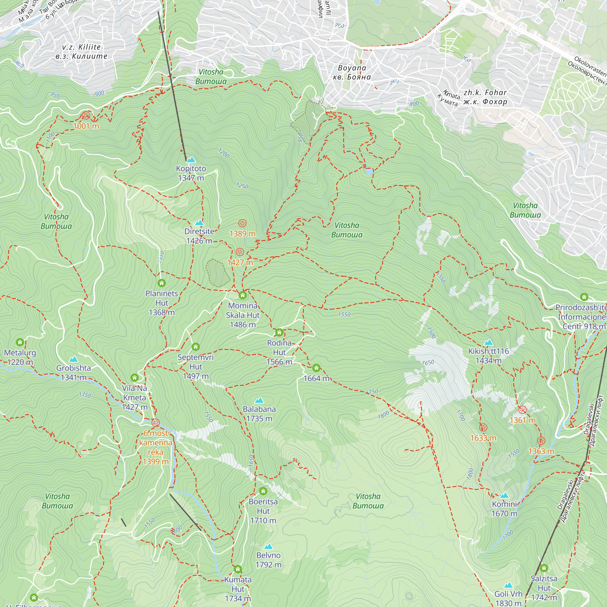 Sredets Hut map