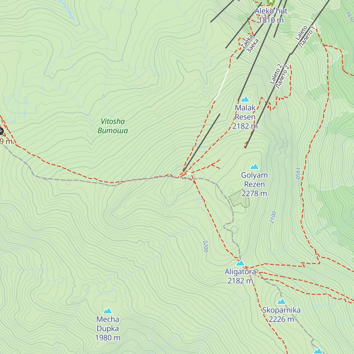 Metereological station of Cherni Vrah map