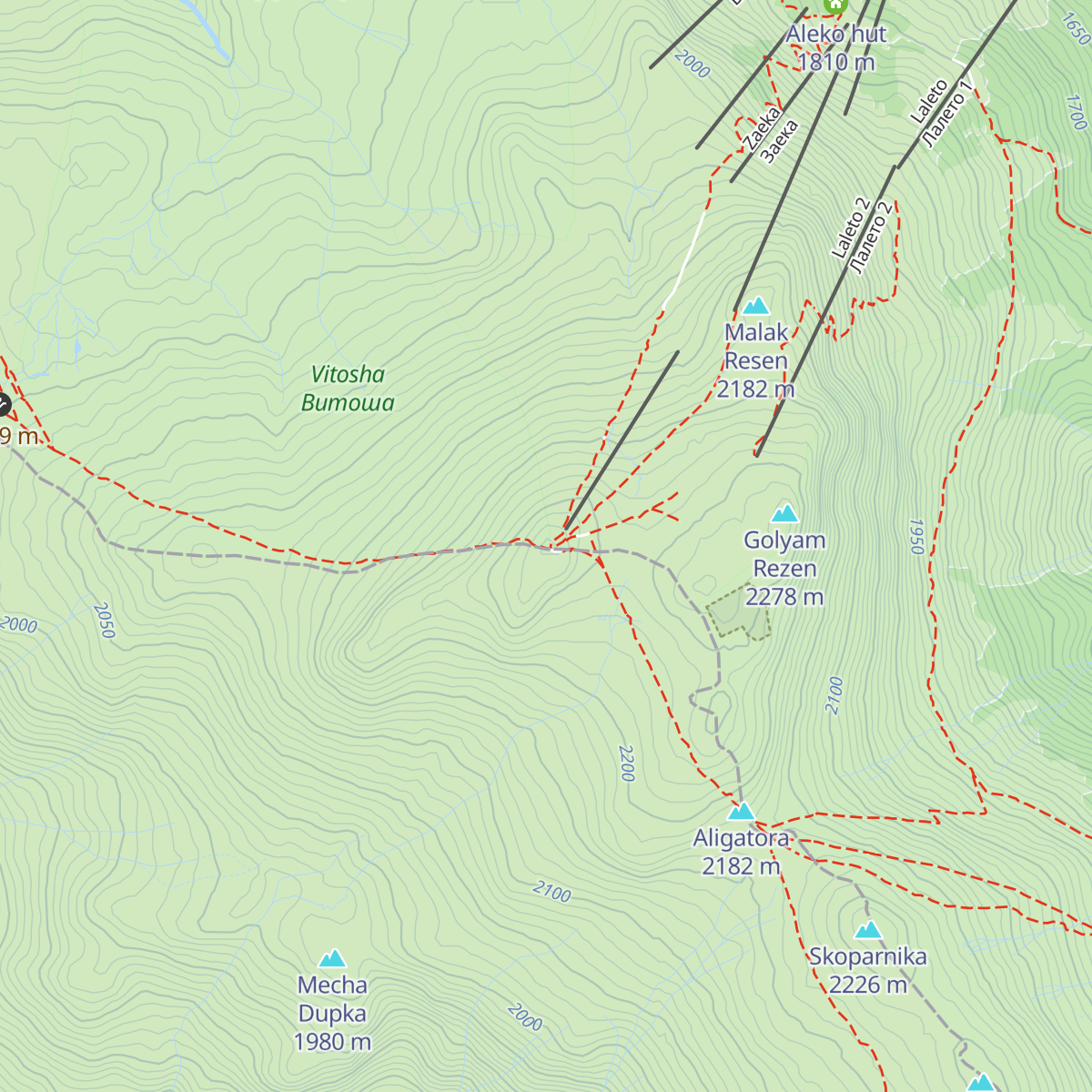 Metereological station of Cherni Vrah map