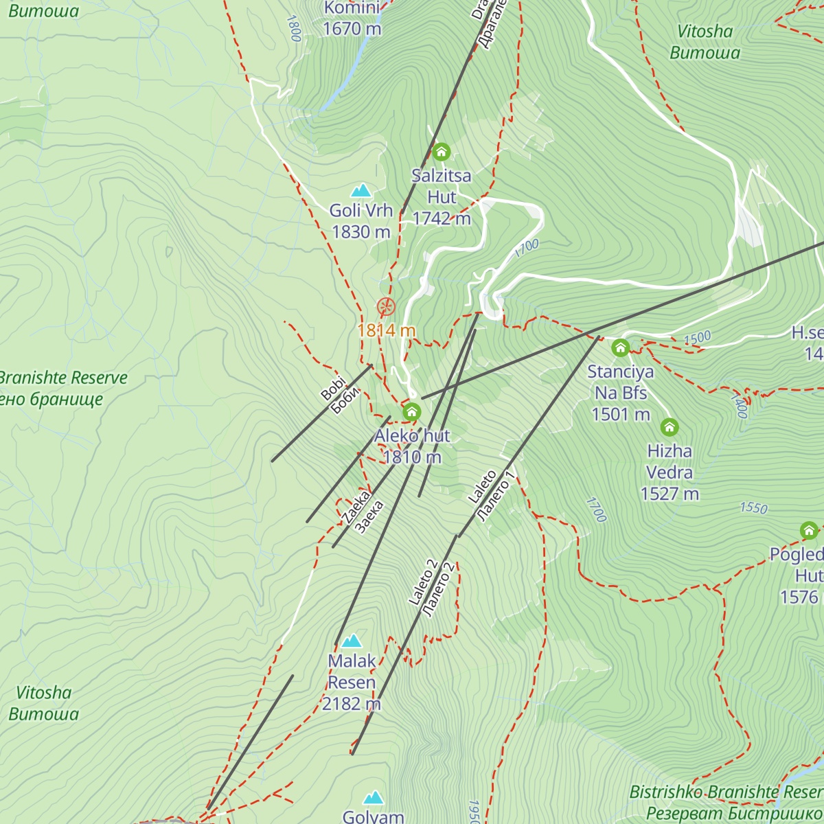Aleko hut map