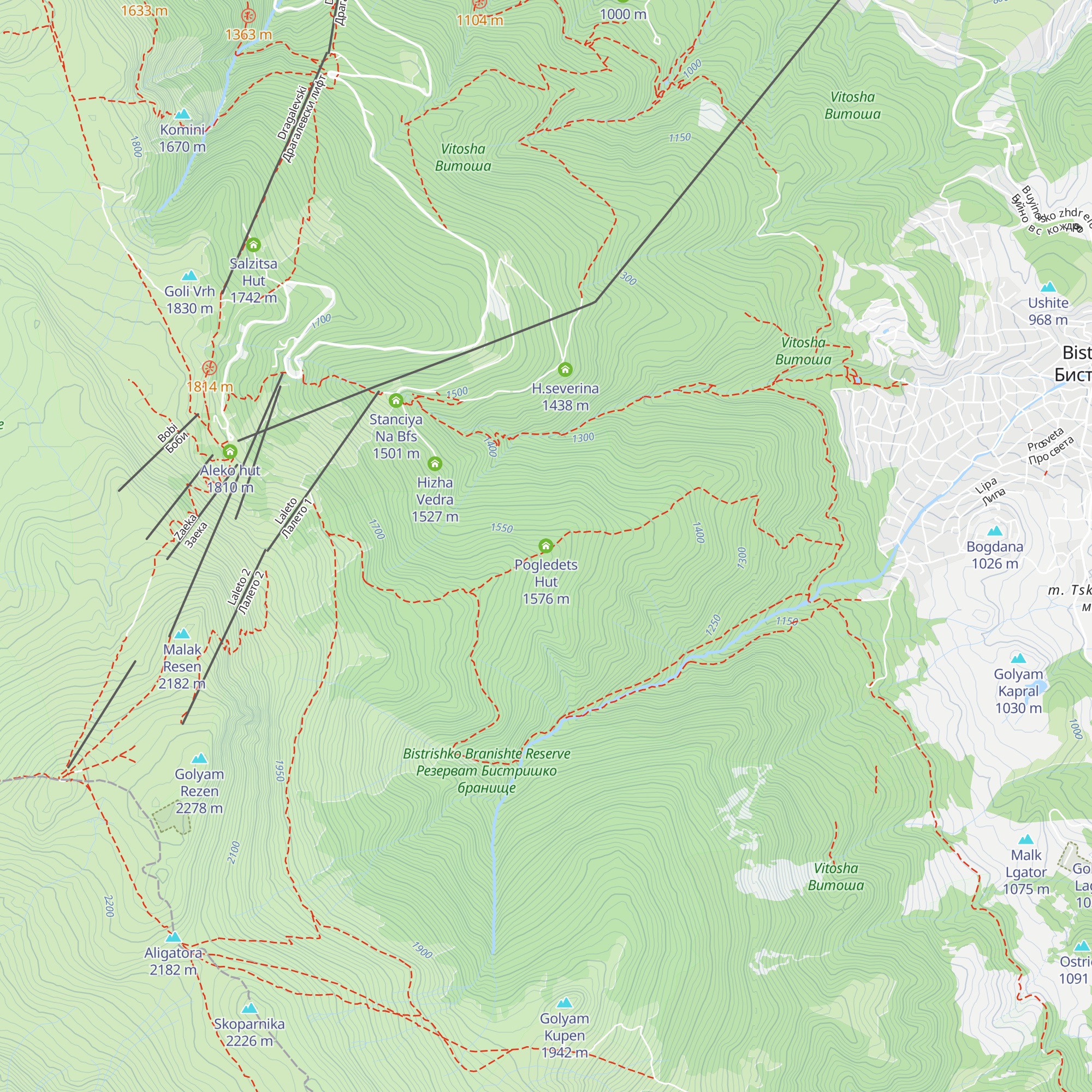 Pogledets Hut map