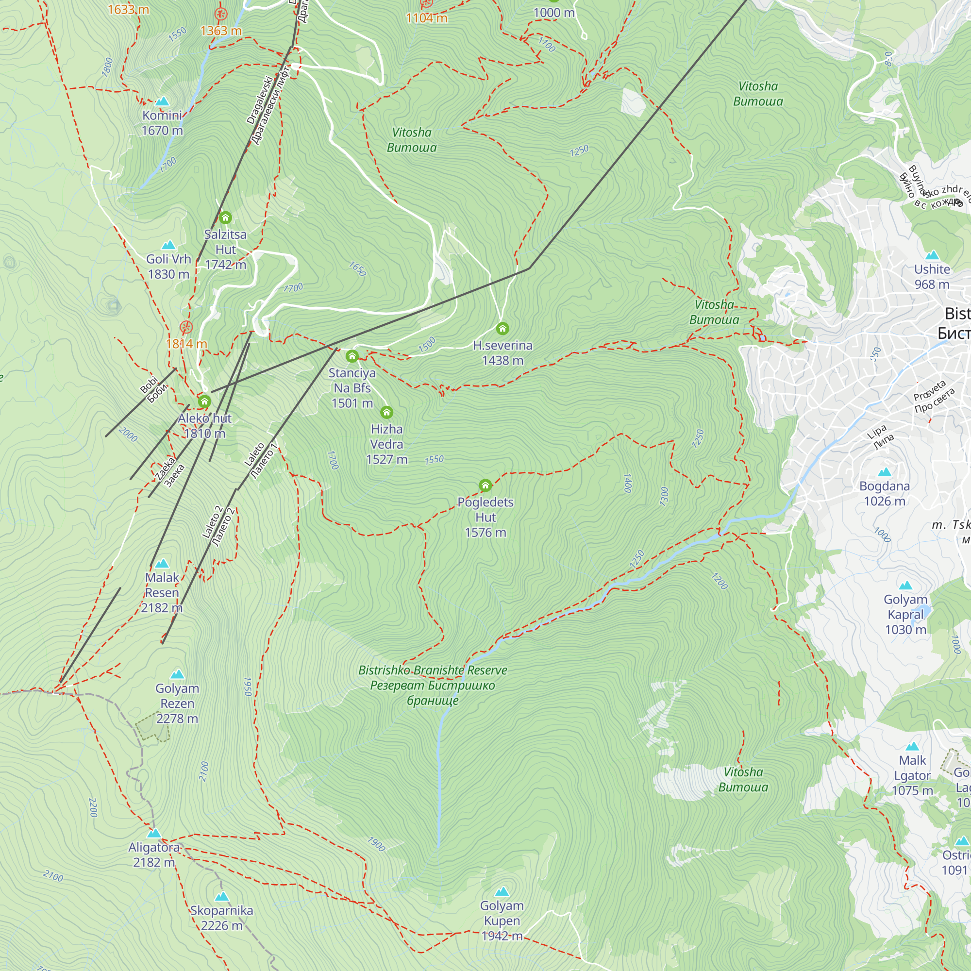 Pogledets Hut map
