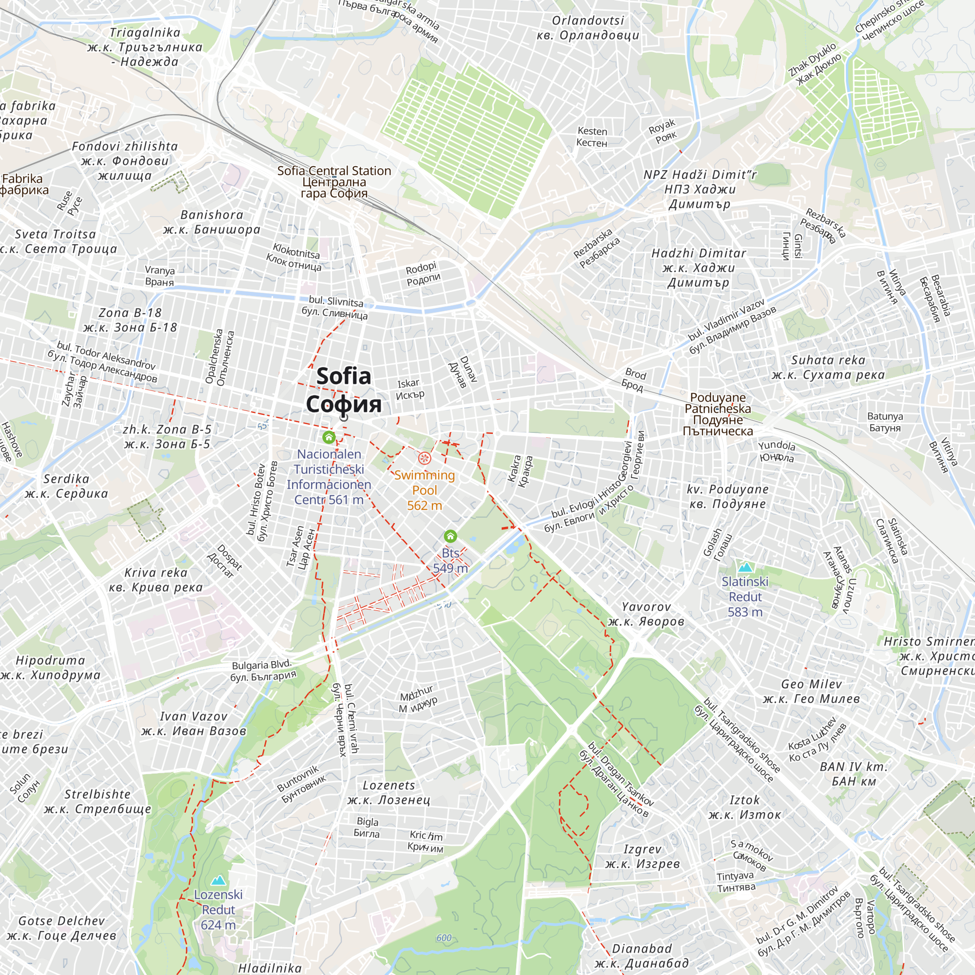 Tourist information Sofia map