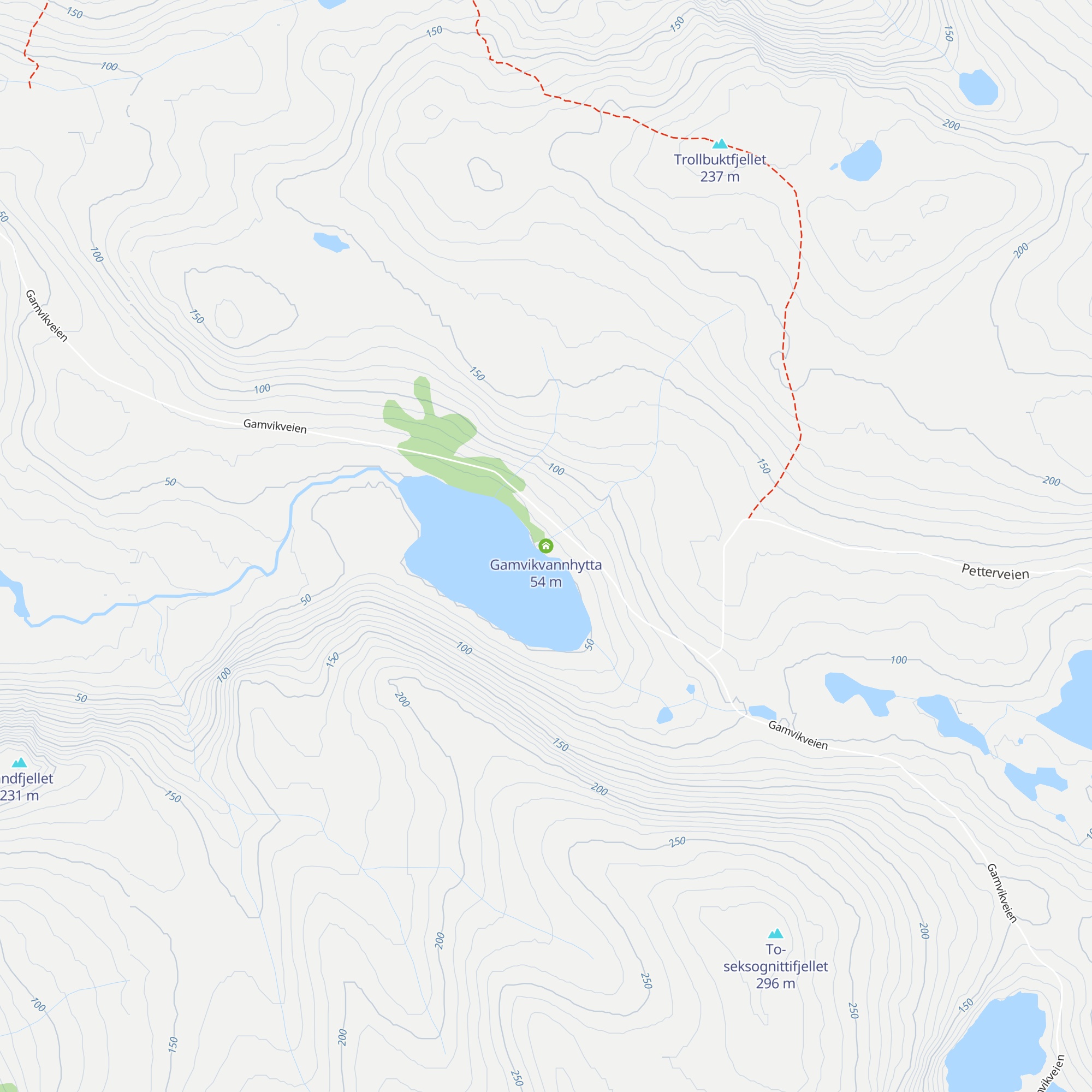 Gamvikvannhytta map