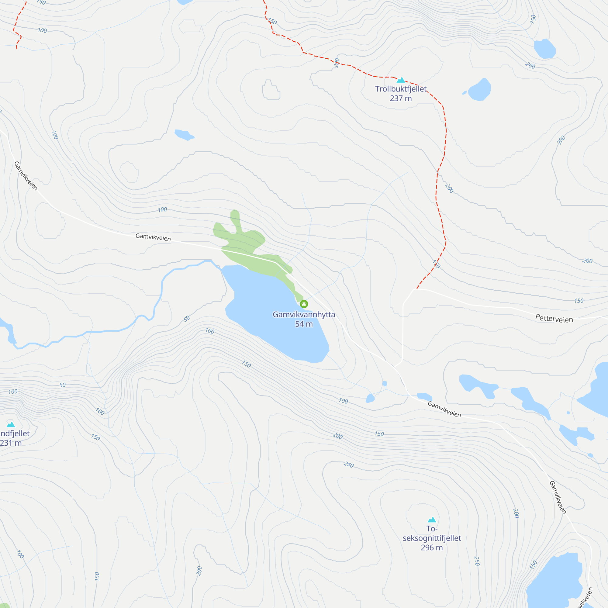 Gamvikvannhytta map