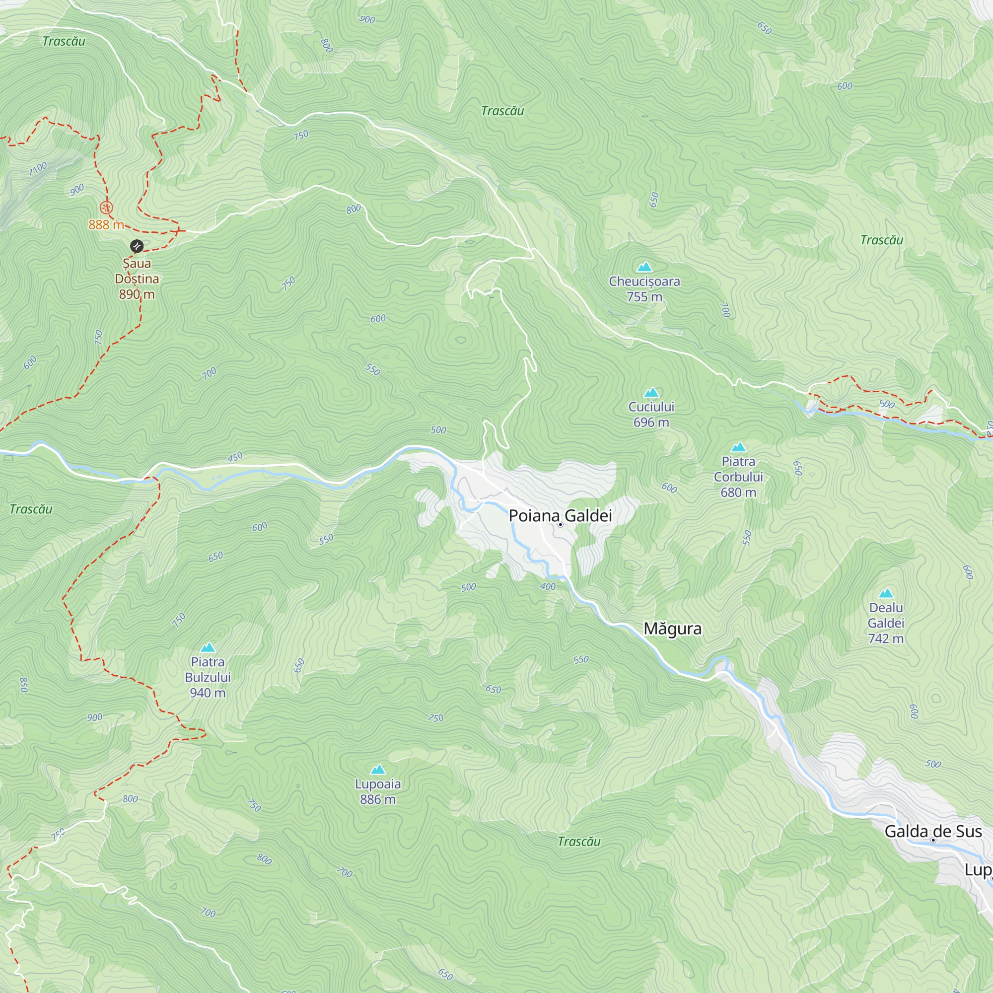 Cabana Poiana Galdei map