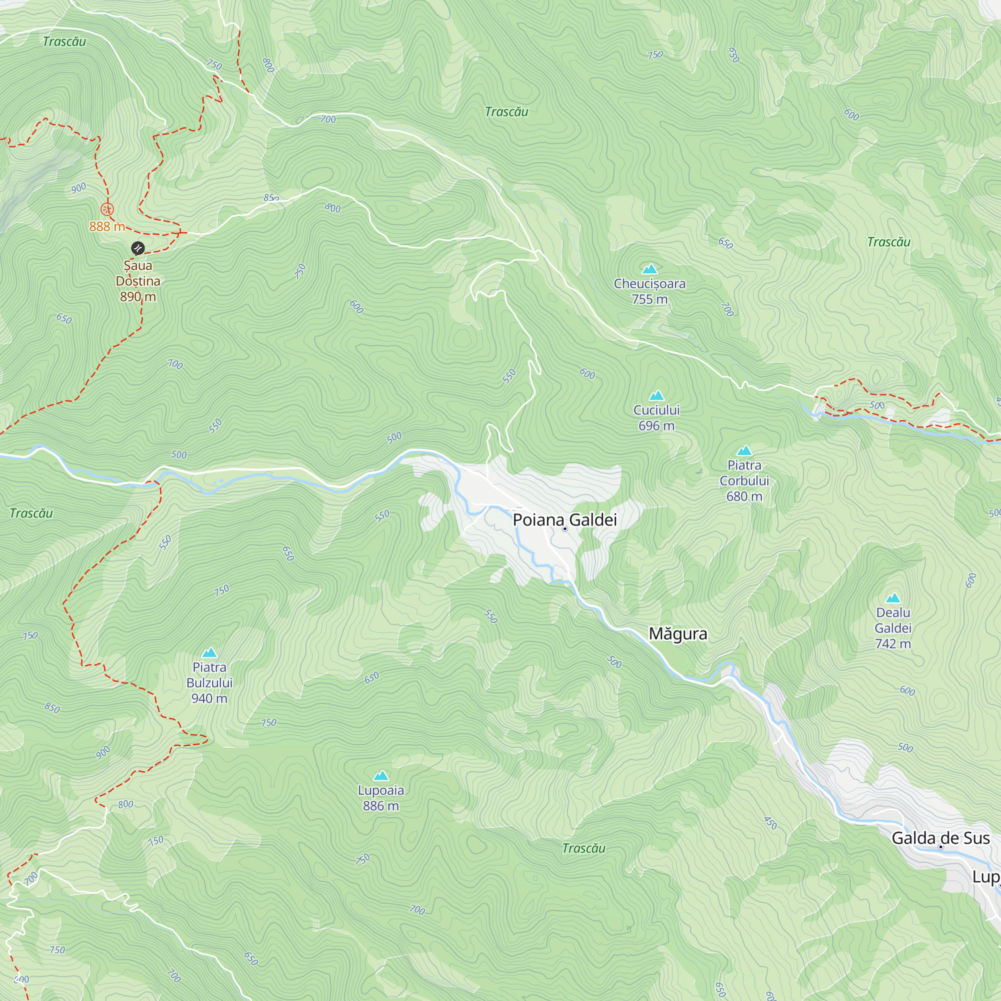 Cabana Poiana Galdei map