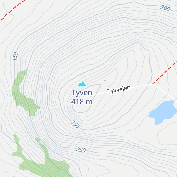 Map of Tyvenhytta