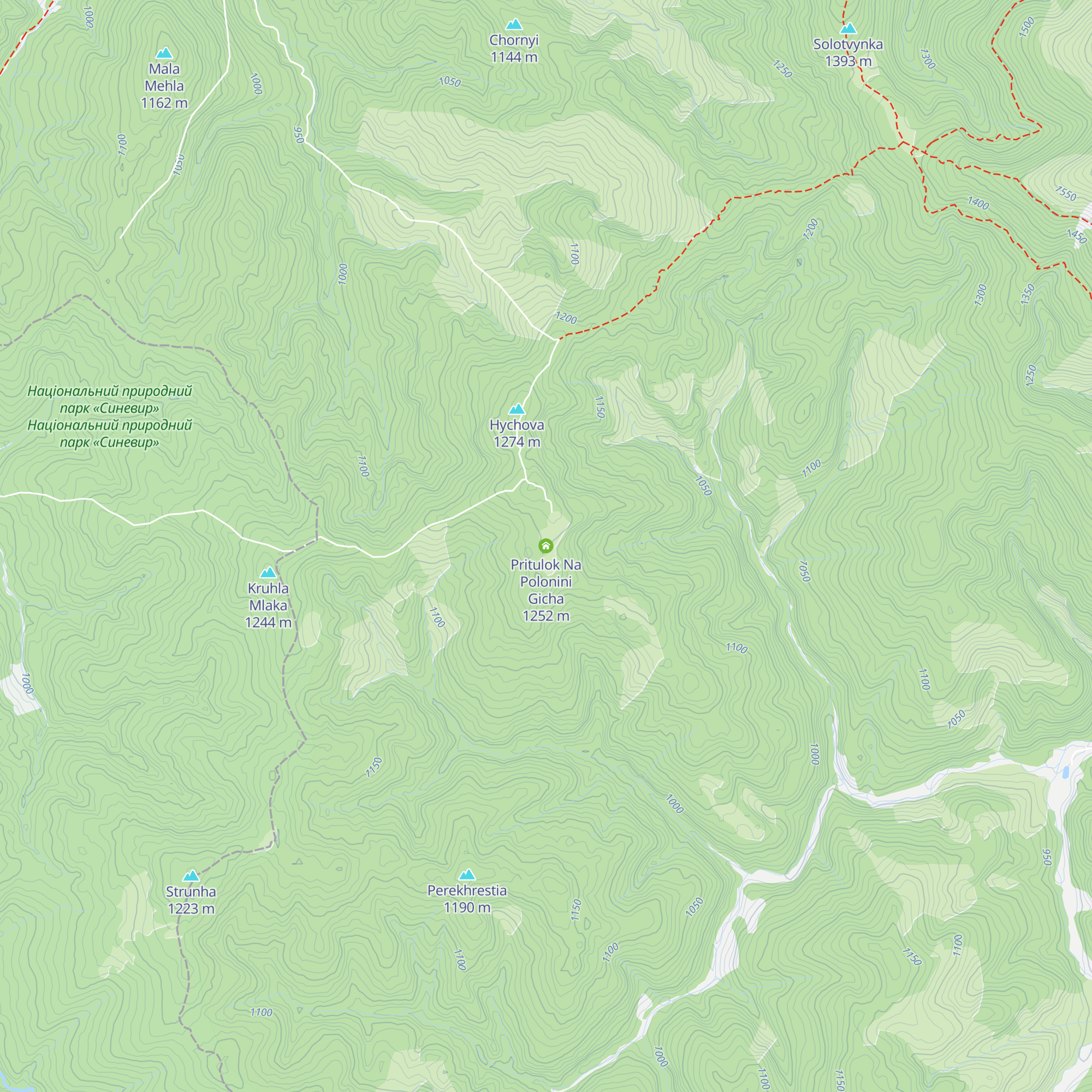 Pritulok Na Polonini Gicha map