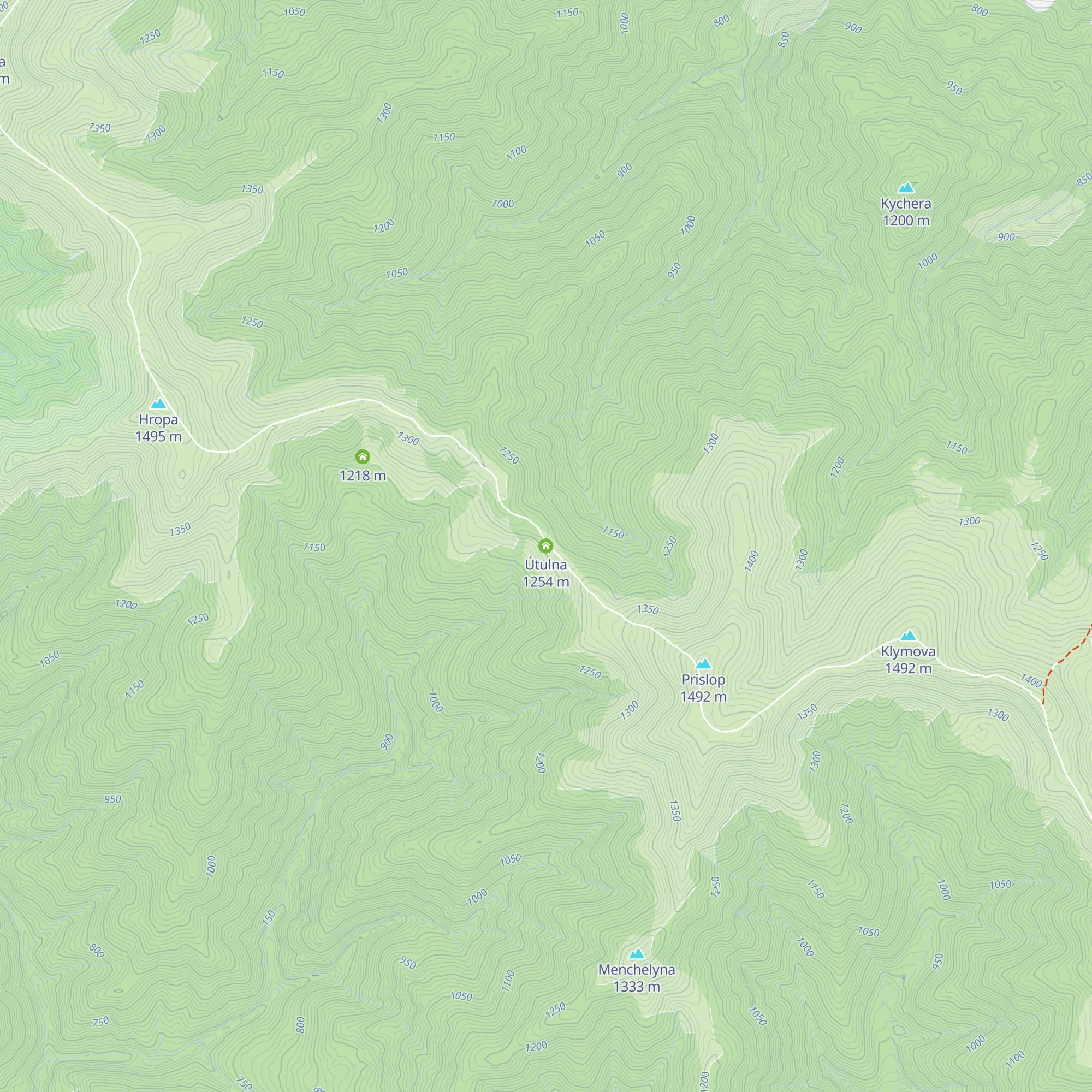 Útulna map