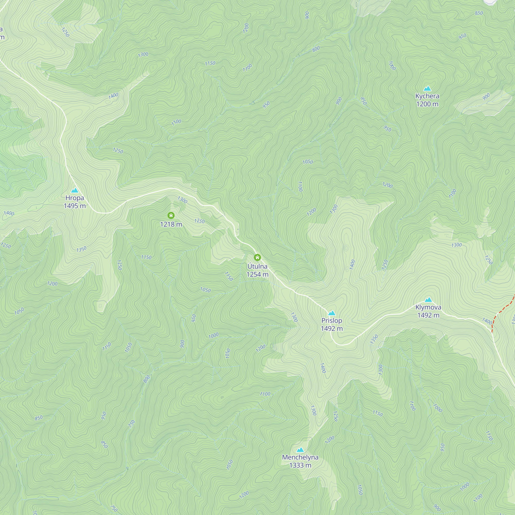 Útulna map