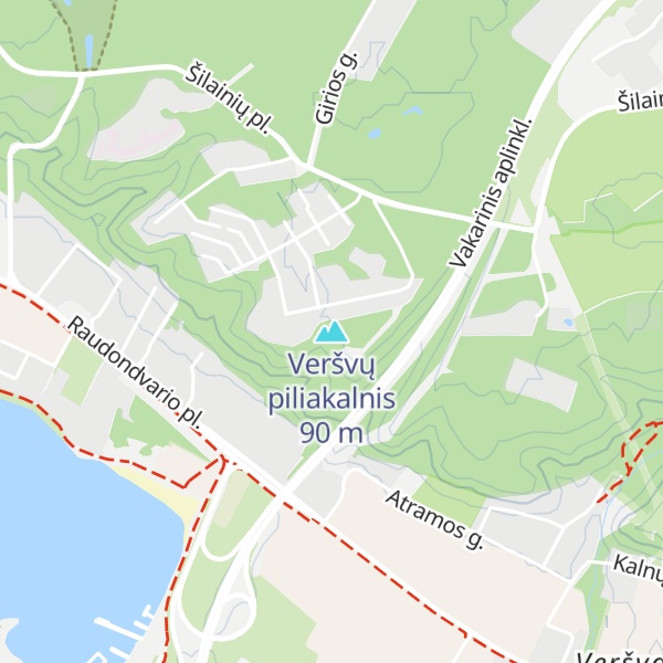 Map of Veršvų piliakalnis