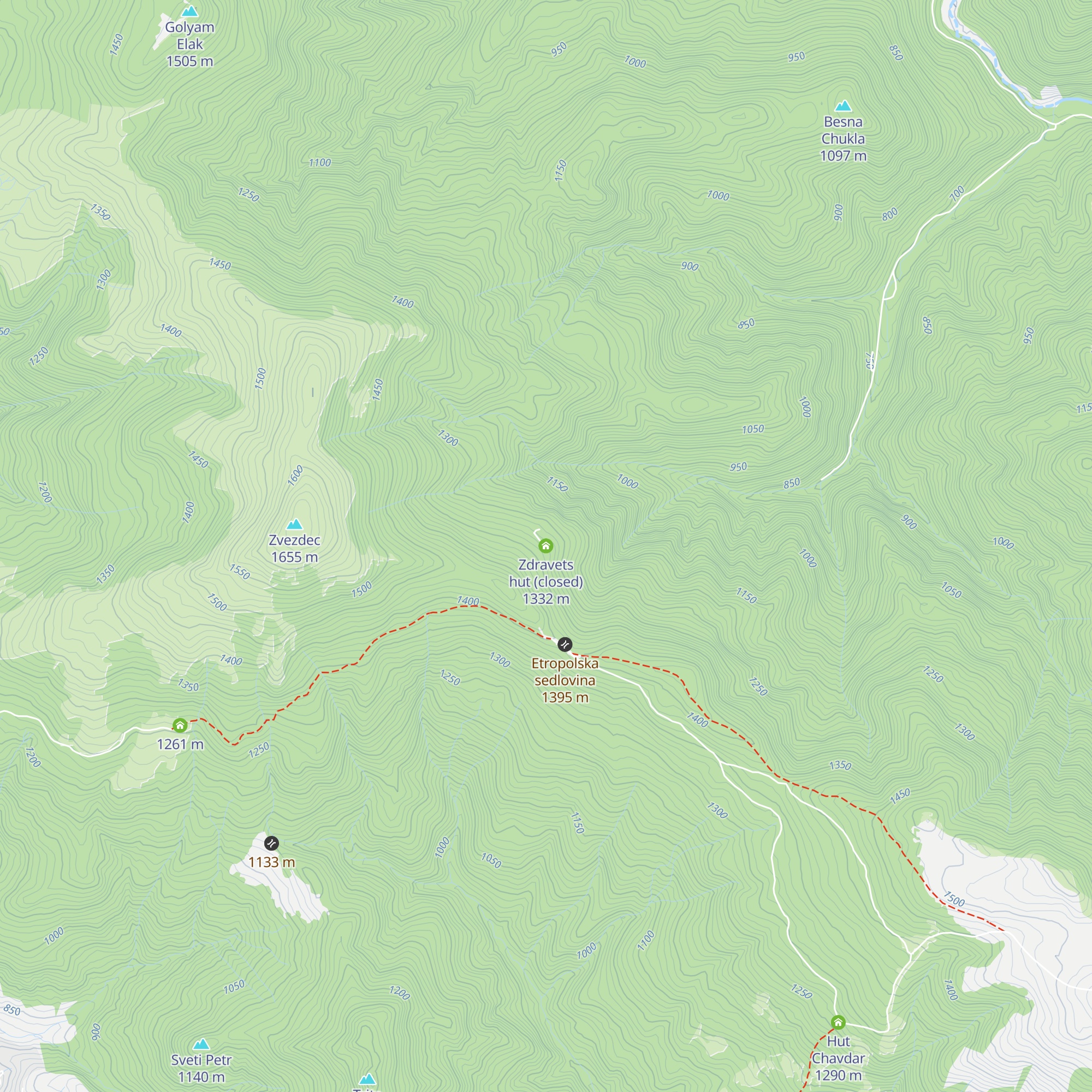 Zdravets hut (closed) map