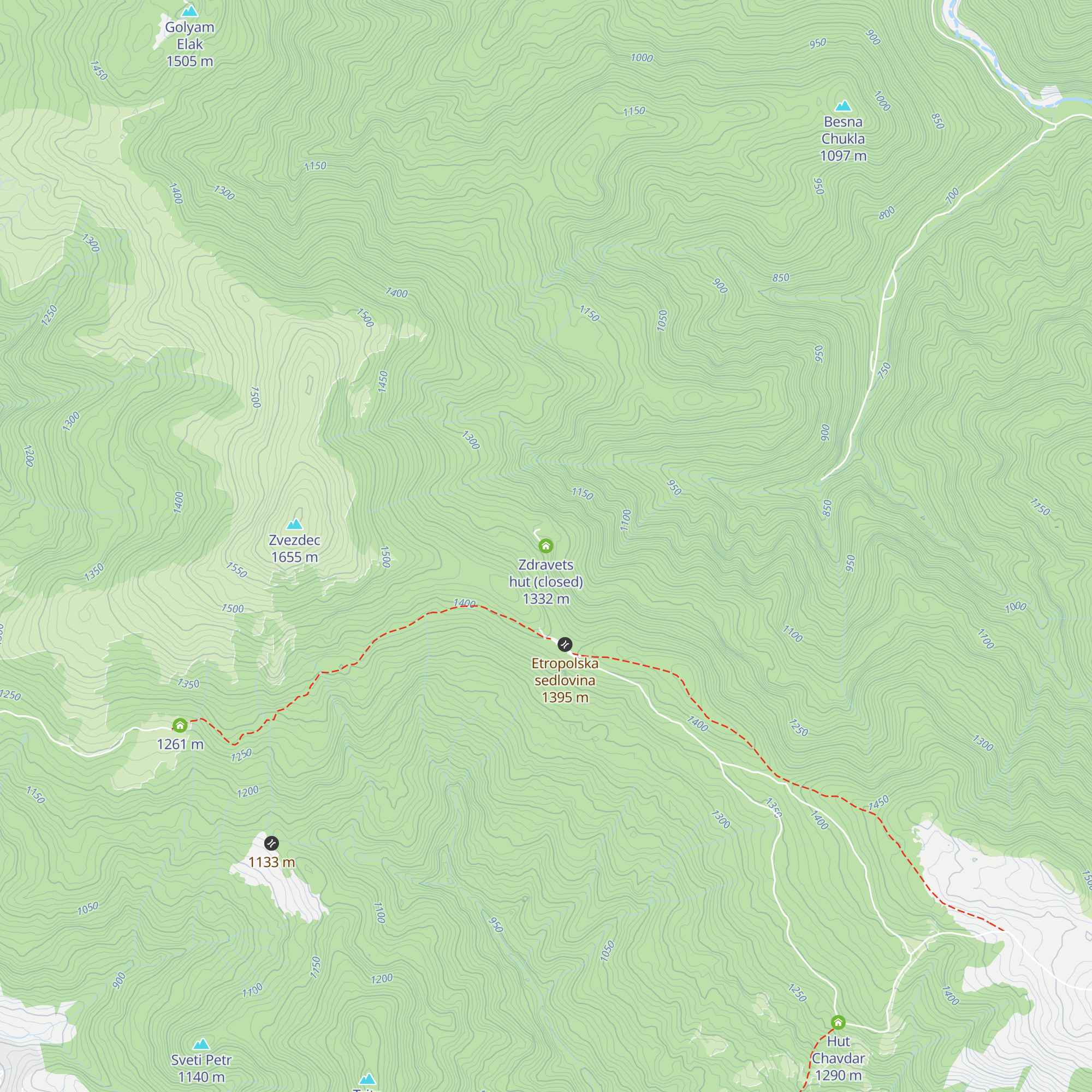 Zdravets hut (closed) map