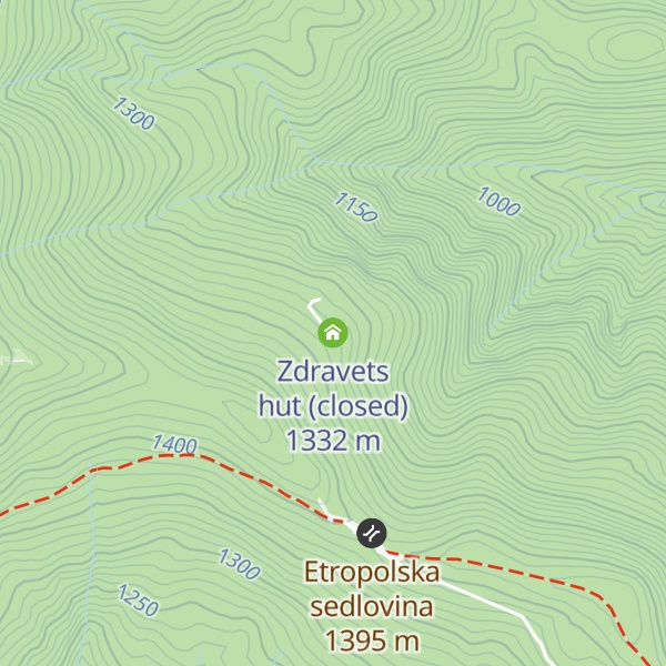 Map of Zdravets hut (closed)
