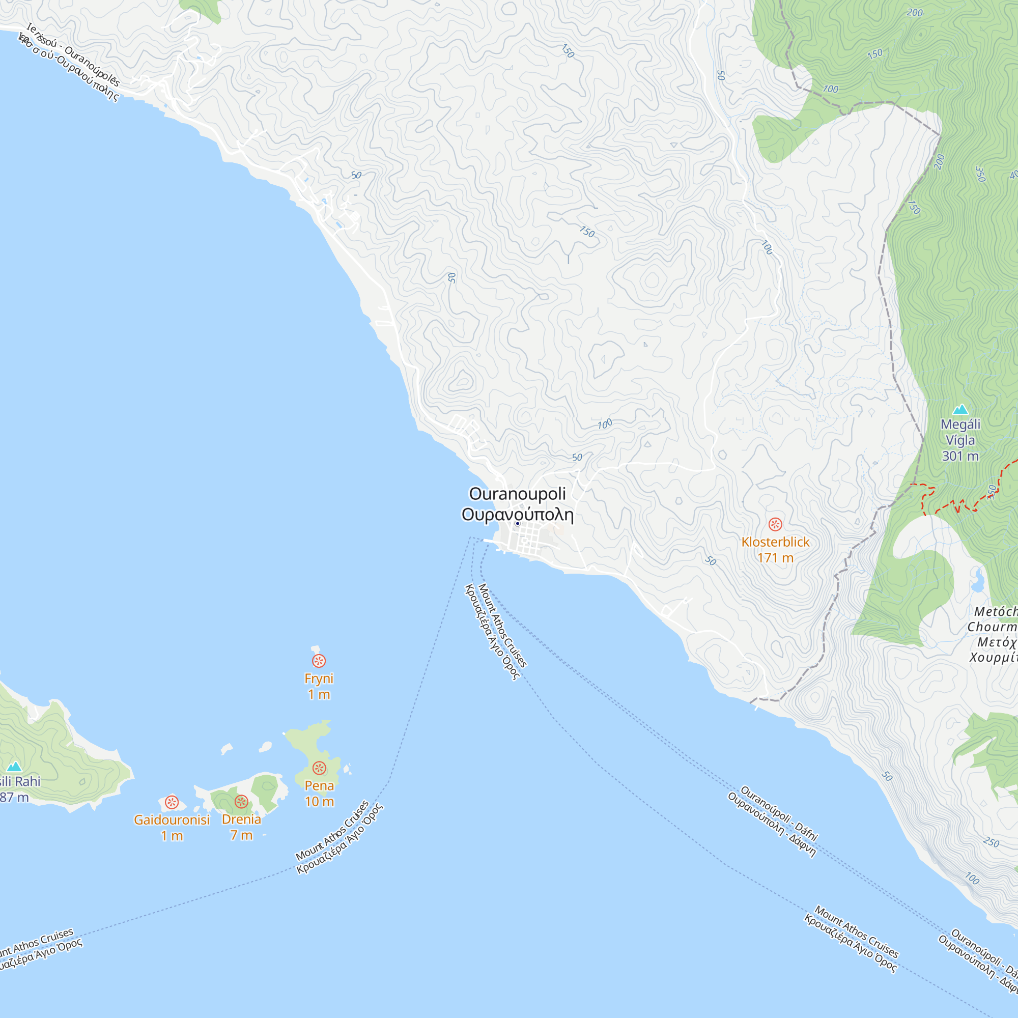 Mount Athos Pilgrims' Office map