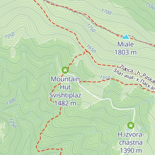 Map of Mountain Hut Tikhyat kŭt
