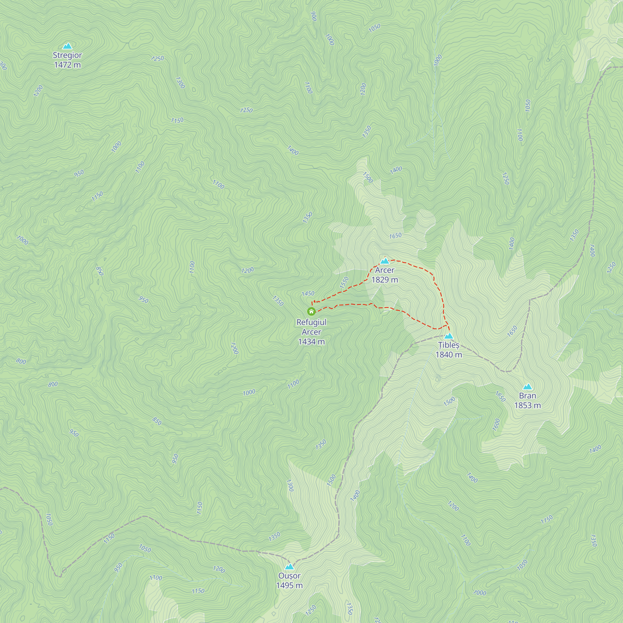 Refugiul Arcer map