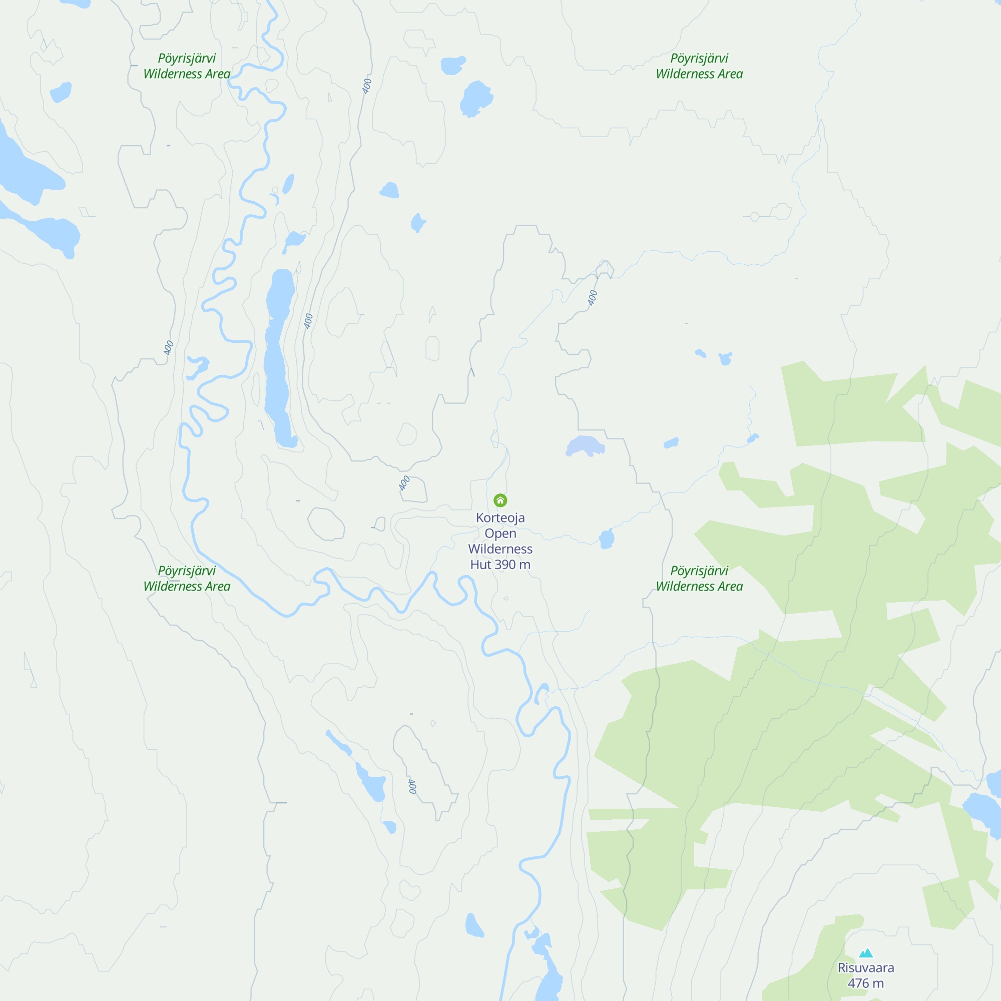 Korteoja Open Wilderness Hut map