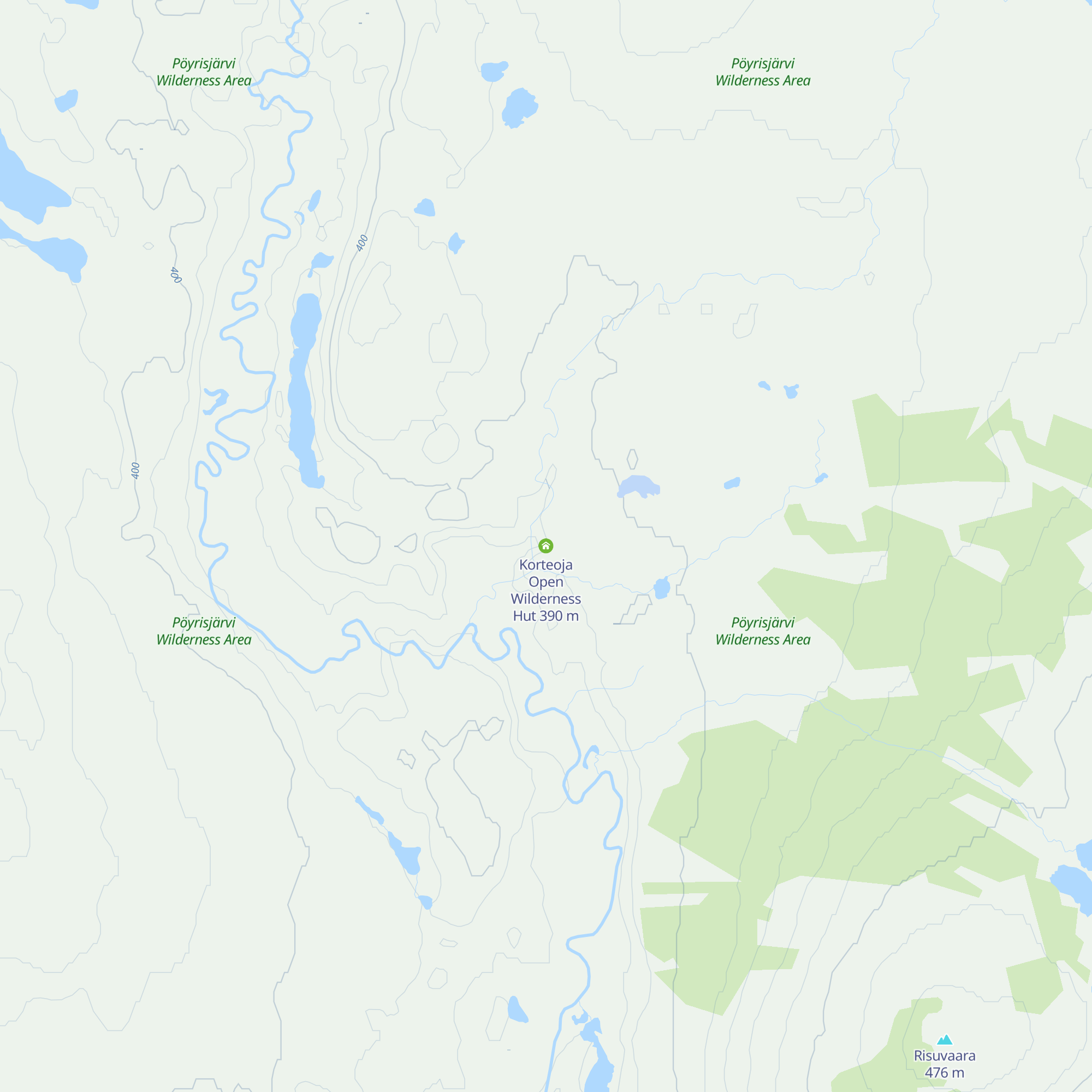 Korteoja Open Wilderness Hut map