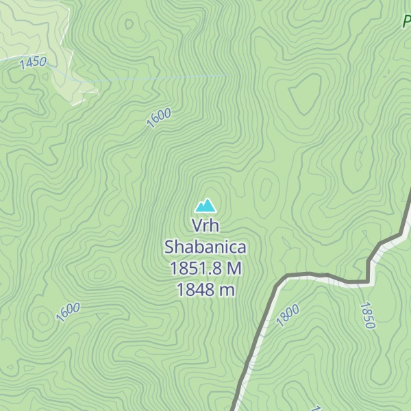 Map of Vrh Shabanica 1851.8 M