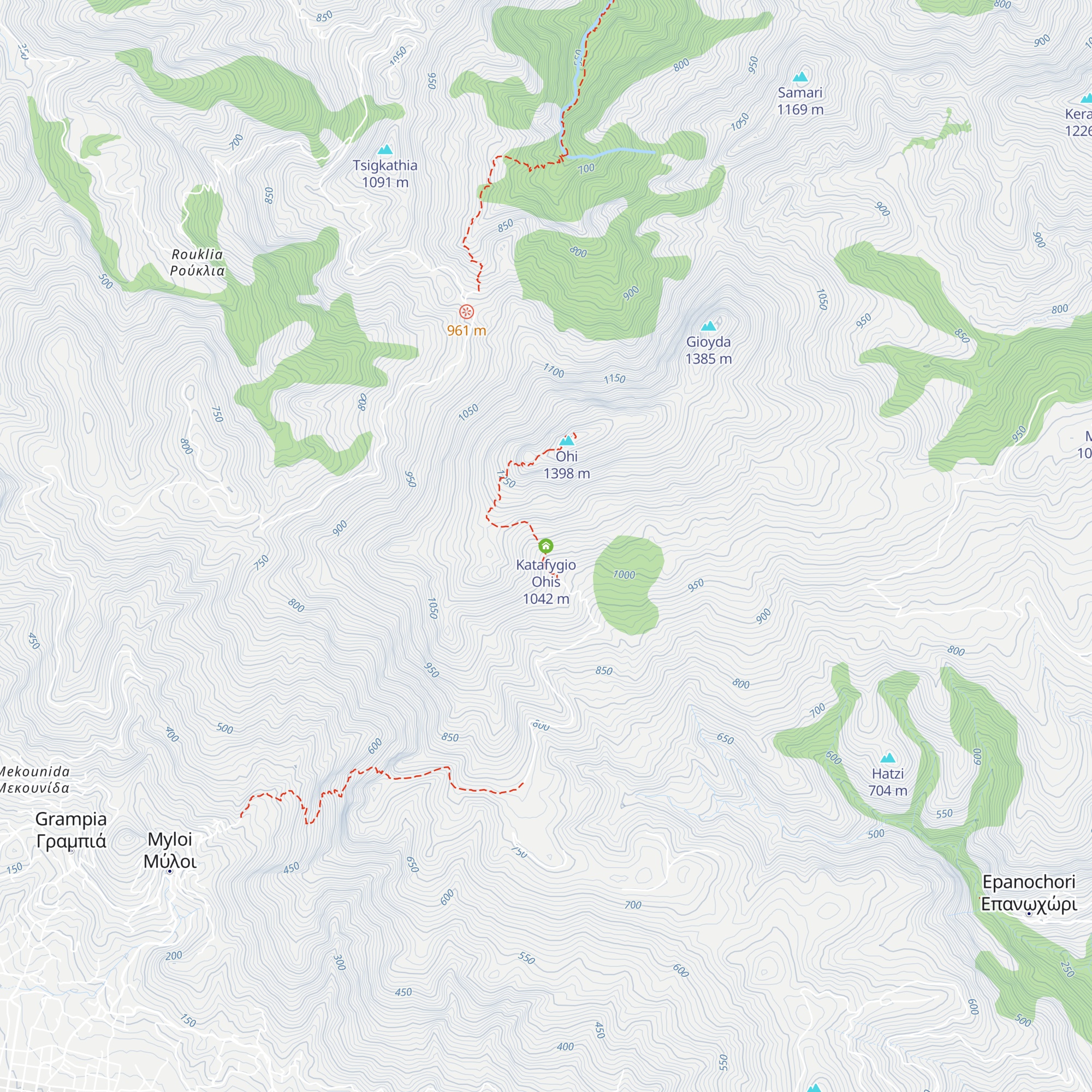 Katafygio Ohis map
