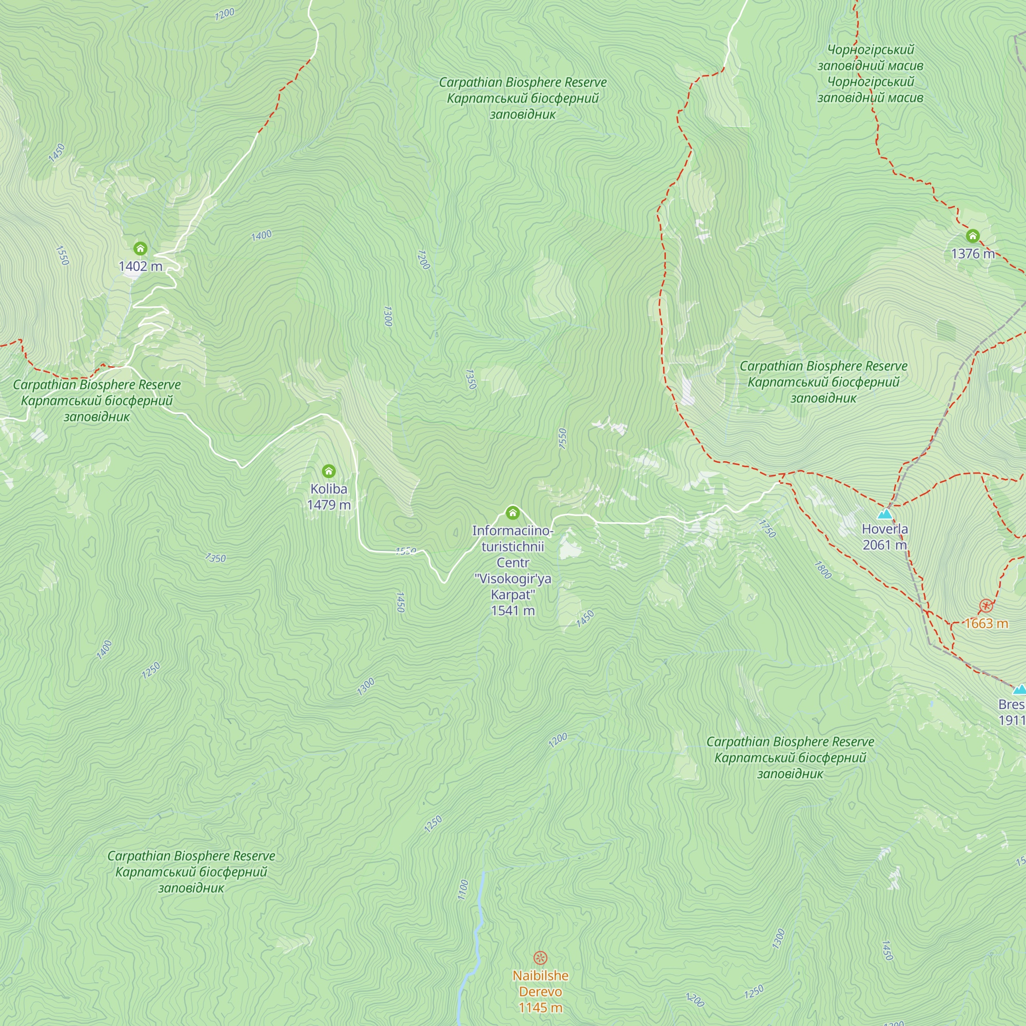 Informaciino-turistichnii Centr "Visokogir'ya Karpat" map