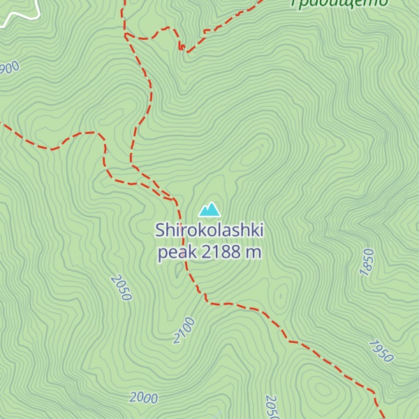 Map of Shirokolashki peak