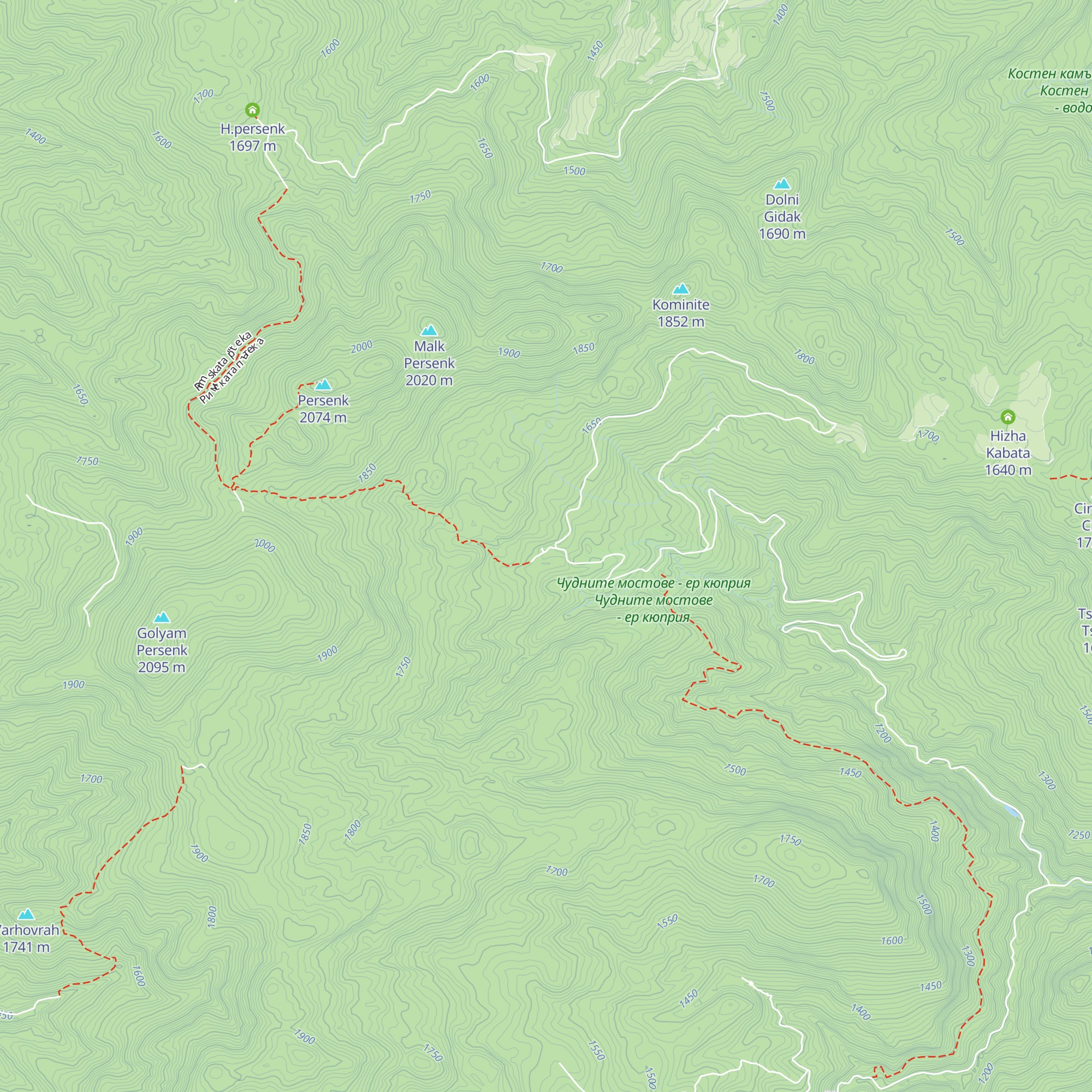 Hizha Skalni Mostove map