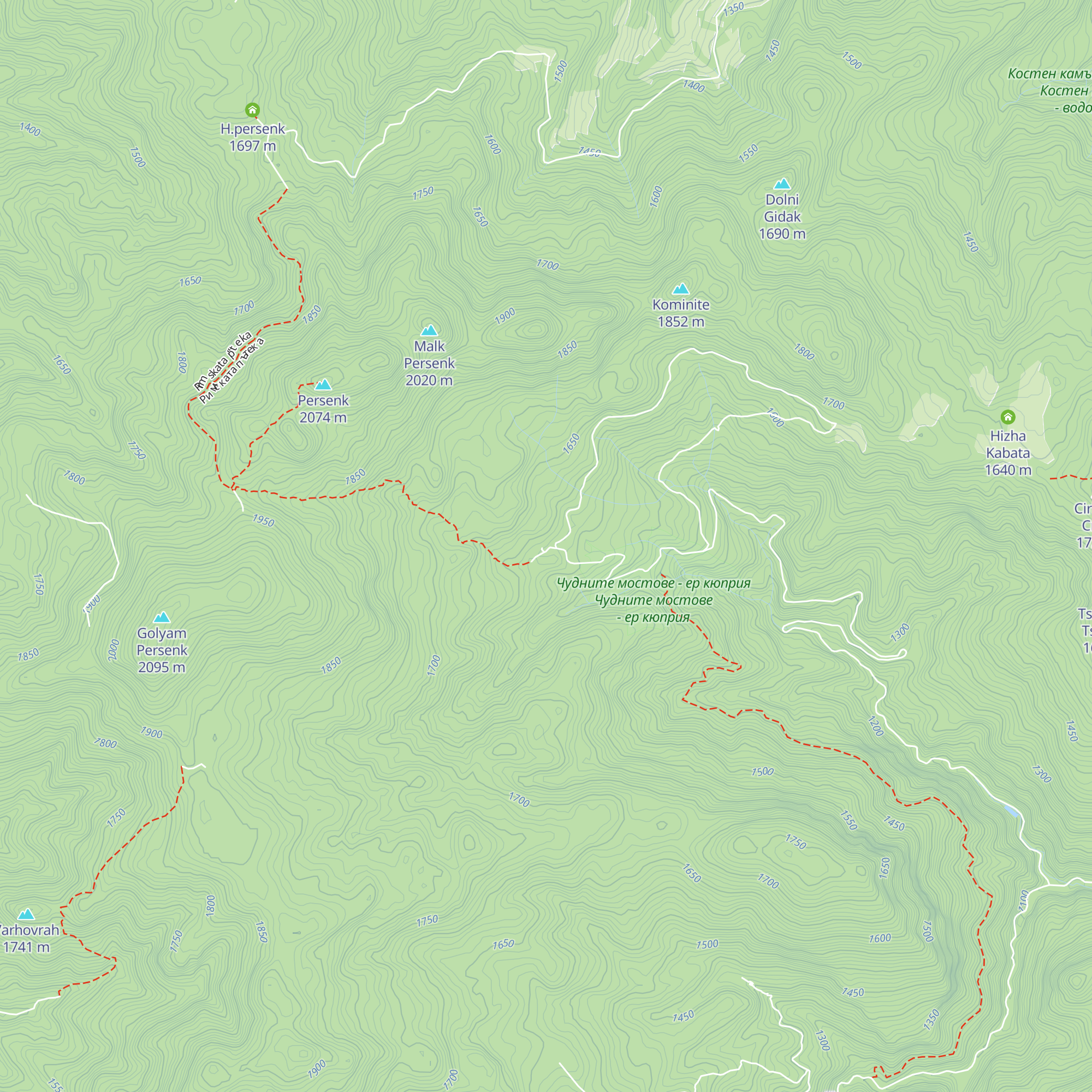 Hizha Skalni Mostove map