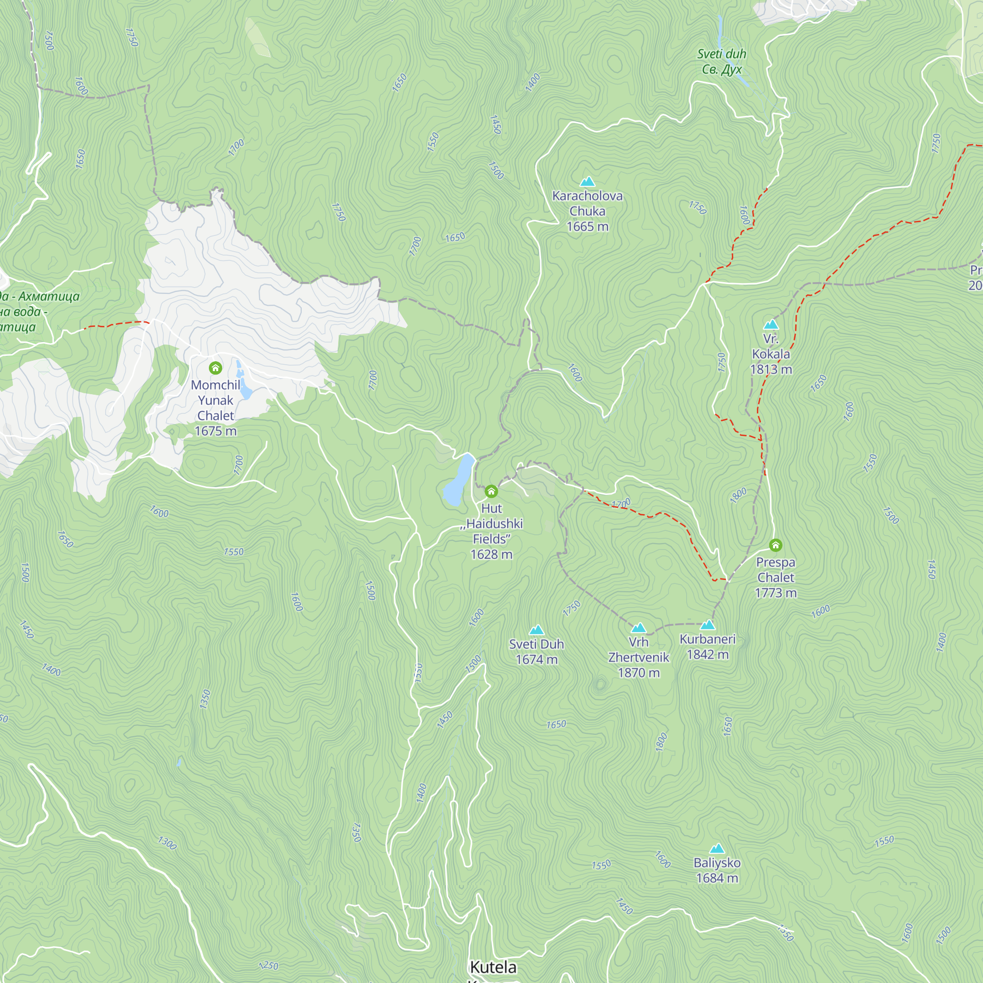 Hut ,,Haidushki Fields” map