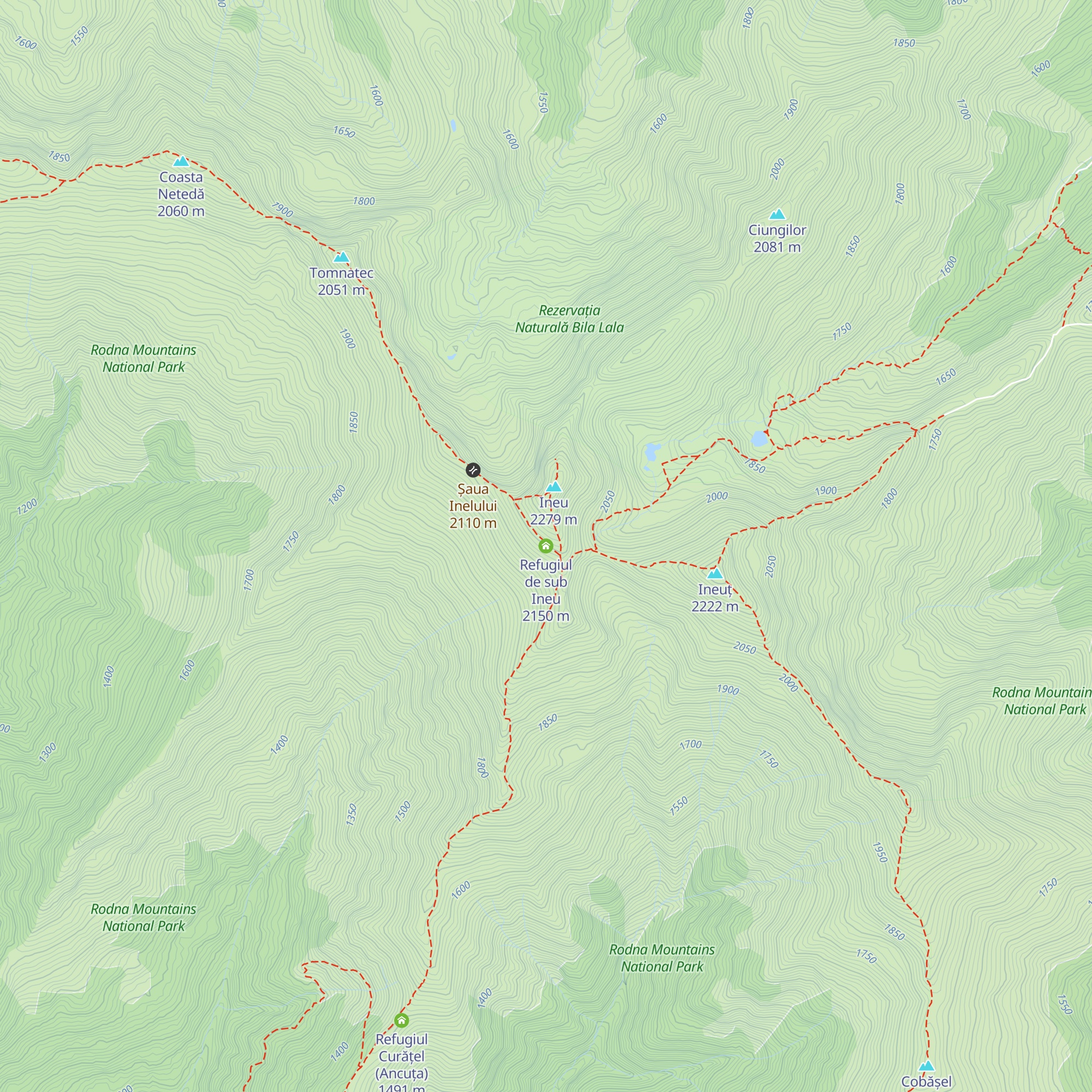 Refugiul de sub Ineu map