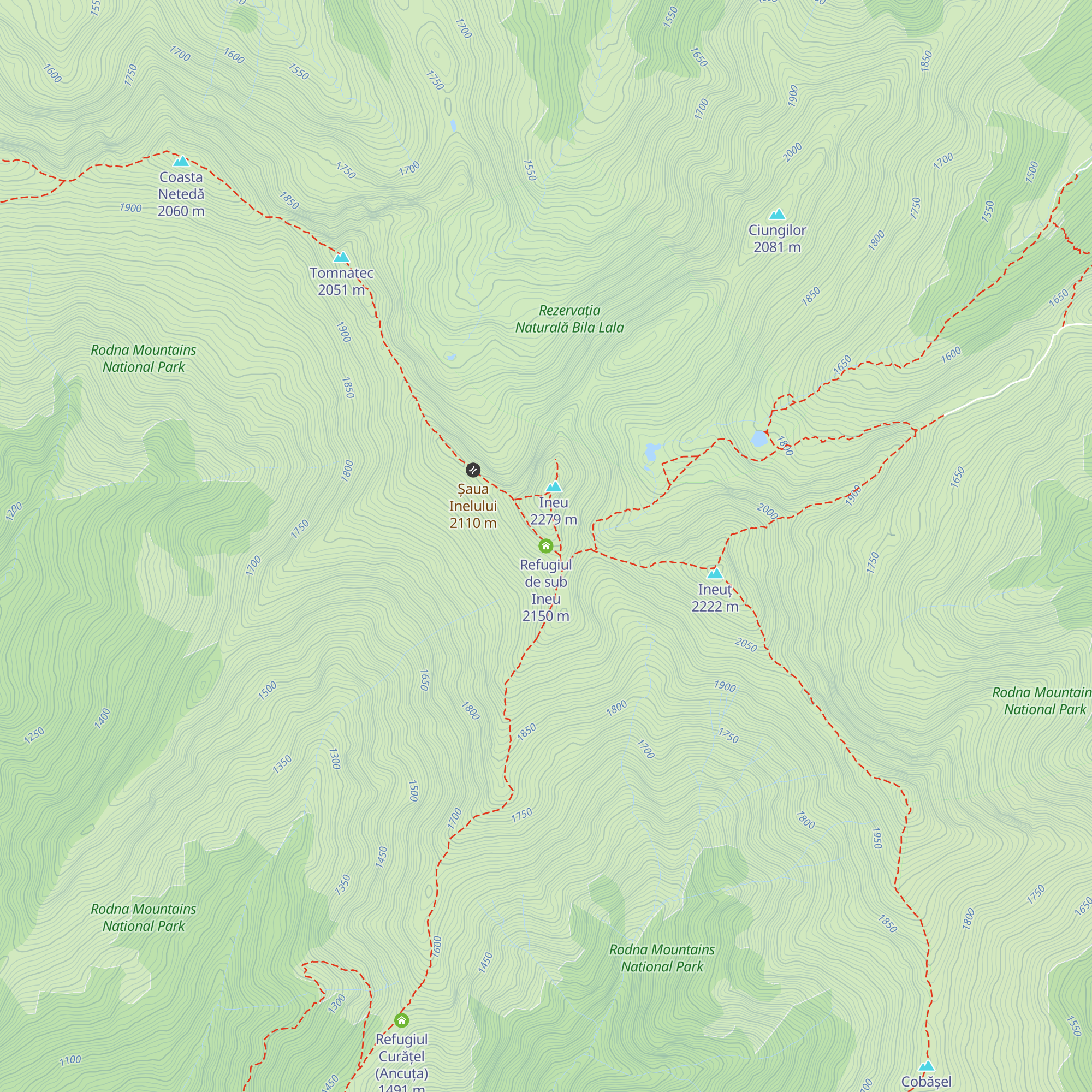 Refugiul de sub Ineu map