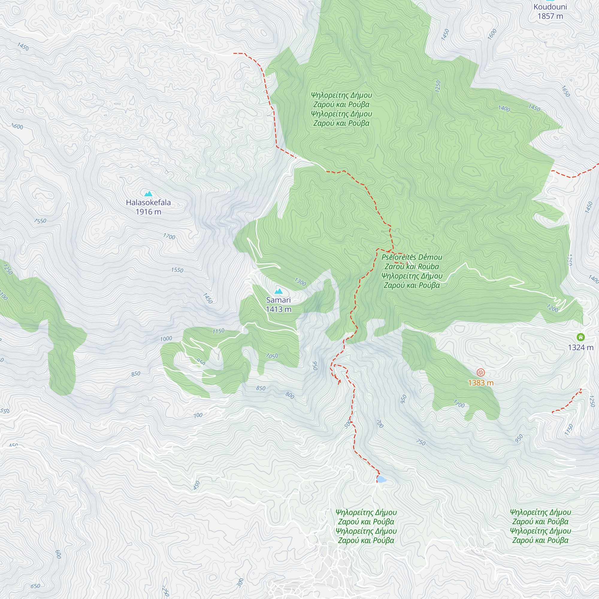 Rouvas Refuge map